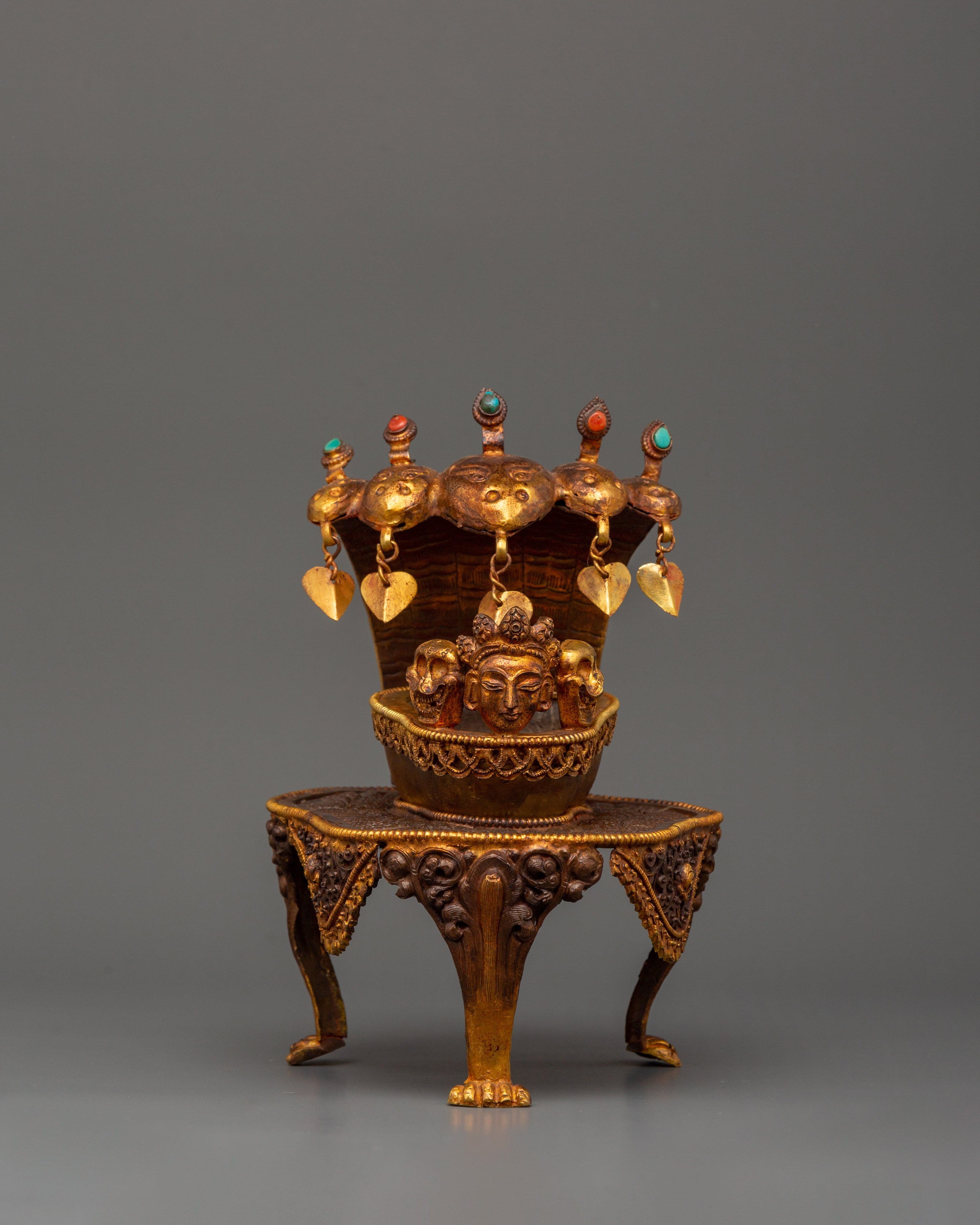 Kapala Skull Cup with Coral & Turquoise