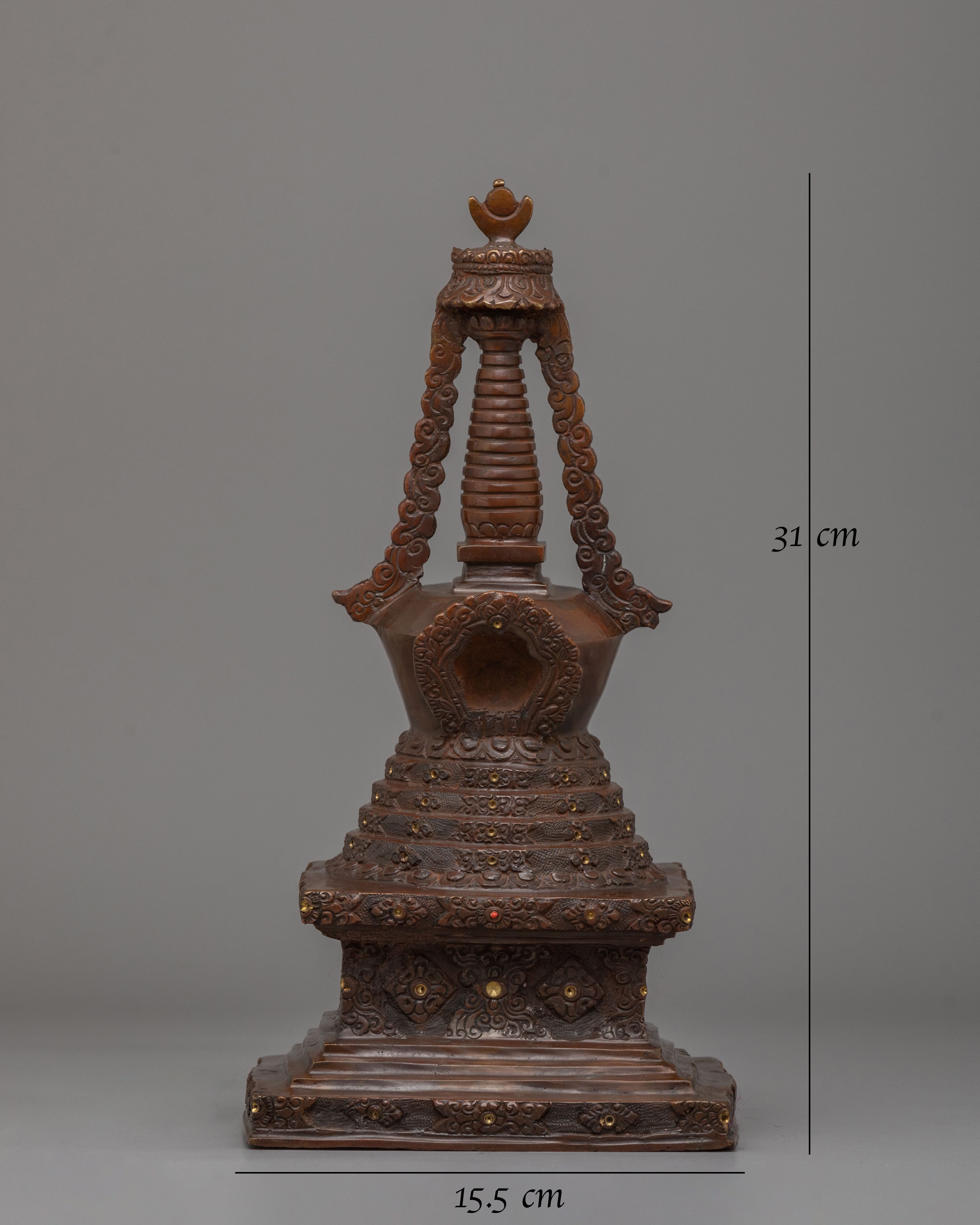 Handmade Lotus Blossom Stupa For Altar | Tibetan Ritual Art