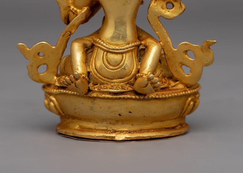 Manjushri with Consort Figurine | A Gold-Plated Tibetan Buddhist Wisdom Deity