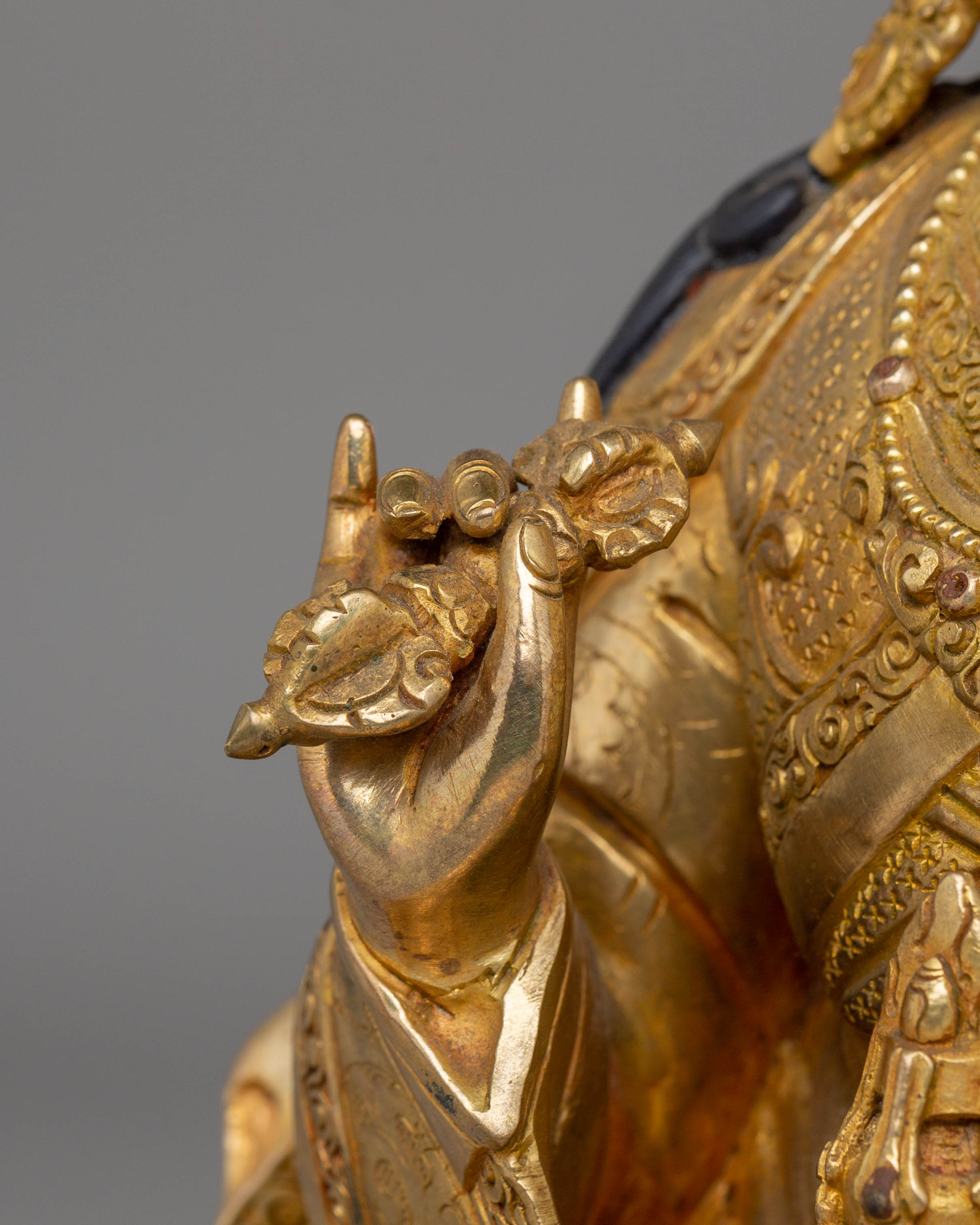 Handcrafted Guru Tsokye Dorje Statue with Copper Body and 24K Gold Gilding