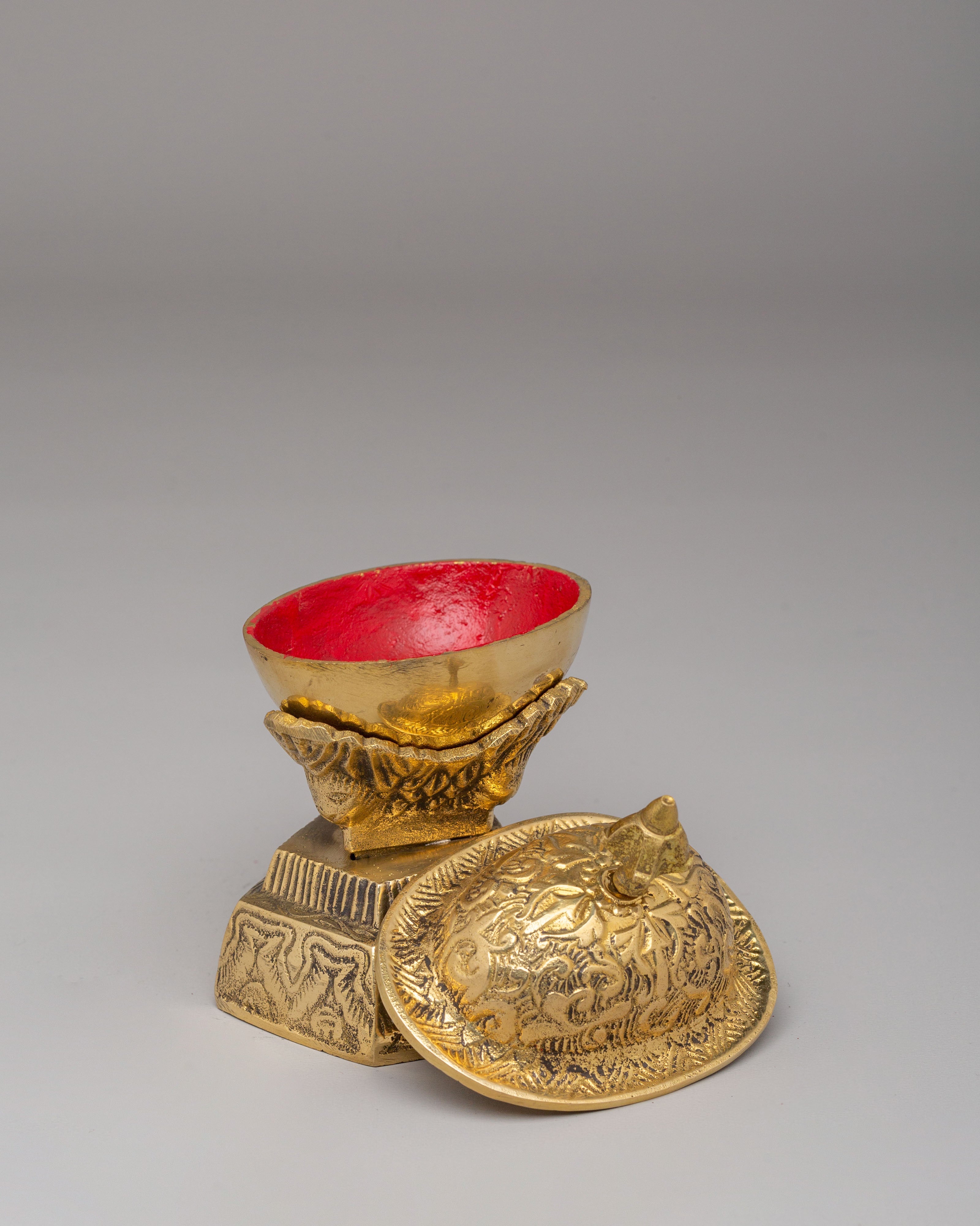 Himalayan Kapala Vessel | Brass Ritual Skull Cup for Puja