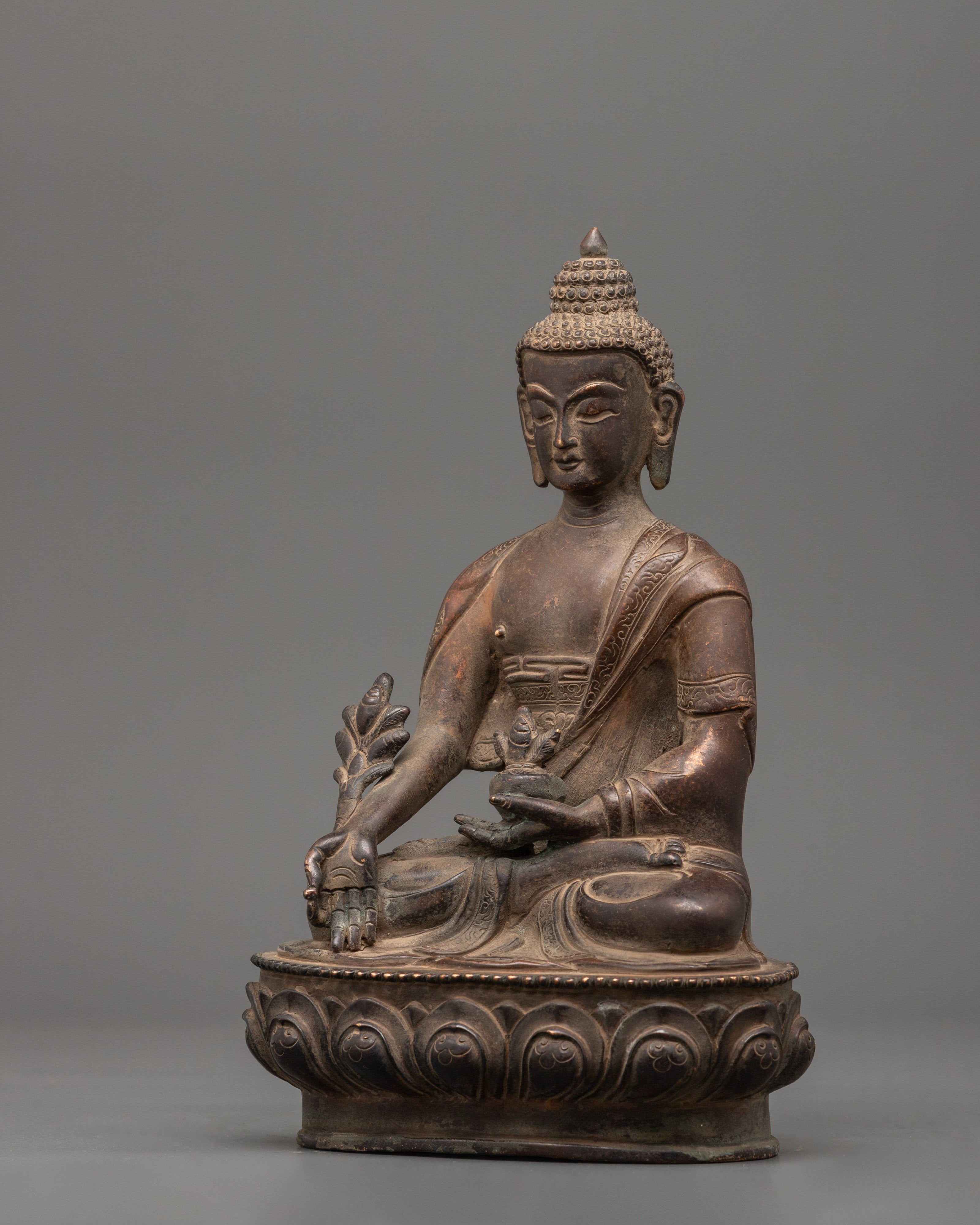 Oxidized Copper Medicine Buddha Statue | Symbol of Healing & Compassion