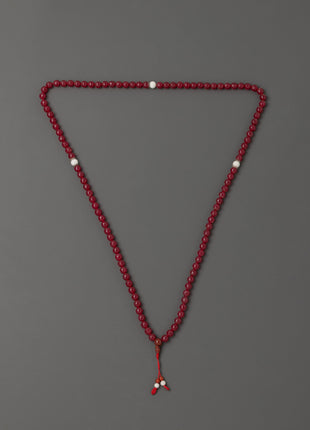 Mala with Artificial Ruby Stone | Meditation Necklace for Wisdom