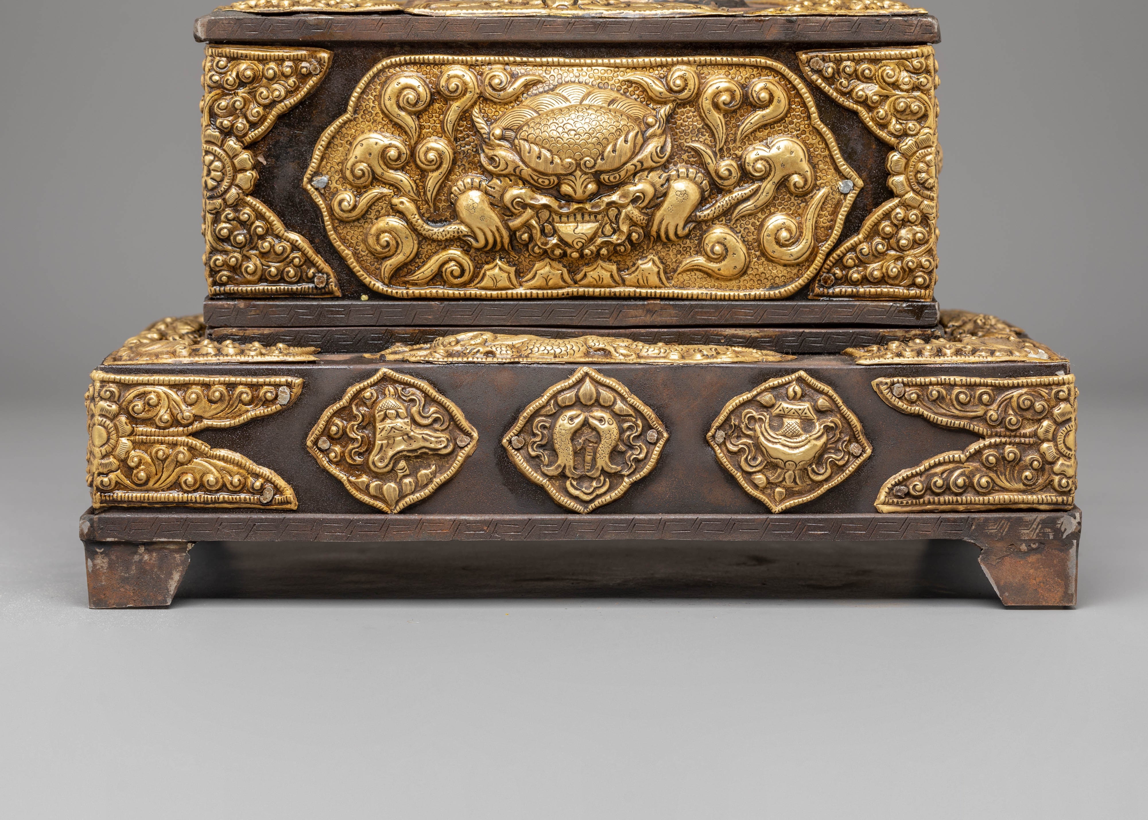 Handcrafted Tibetan Style Gold Tissue Box | Luxury Tibetan Decor