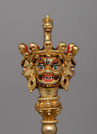 Buddhist Phurba with Iron Blade | Gold-Plated Copper Ritual Dagger