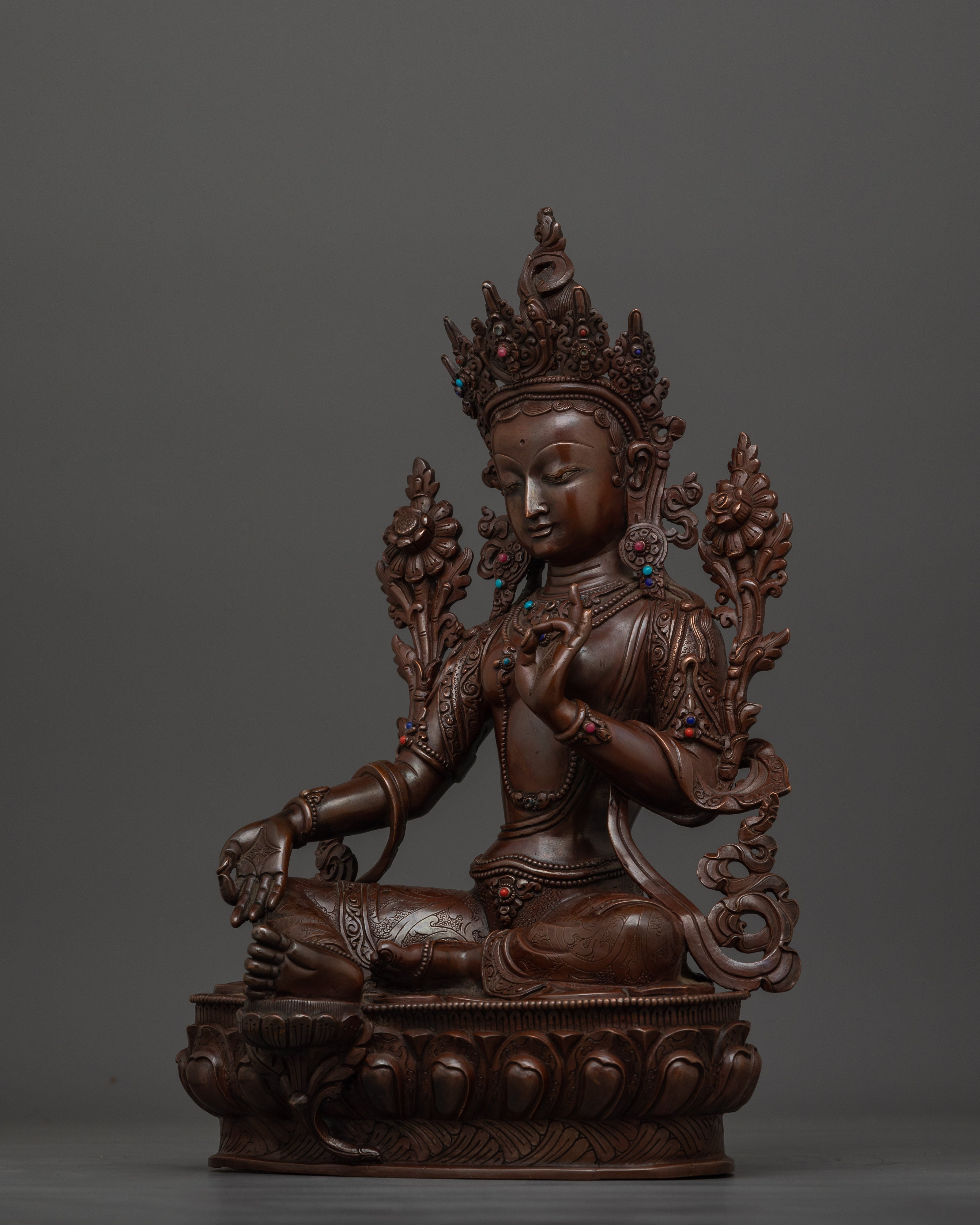 Goddess Shyamatara Statue (Green Tara) | Sacred Sculpture for Buddhist Shrines