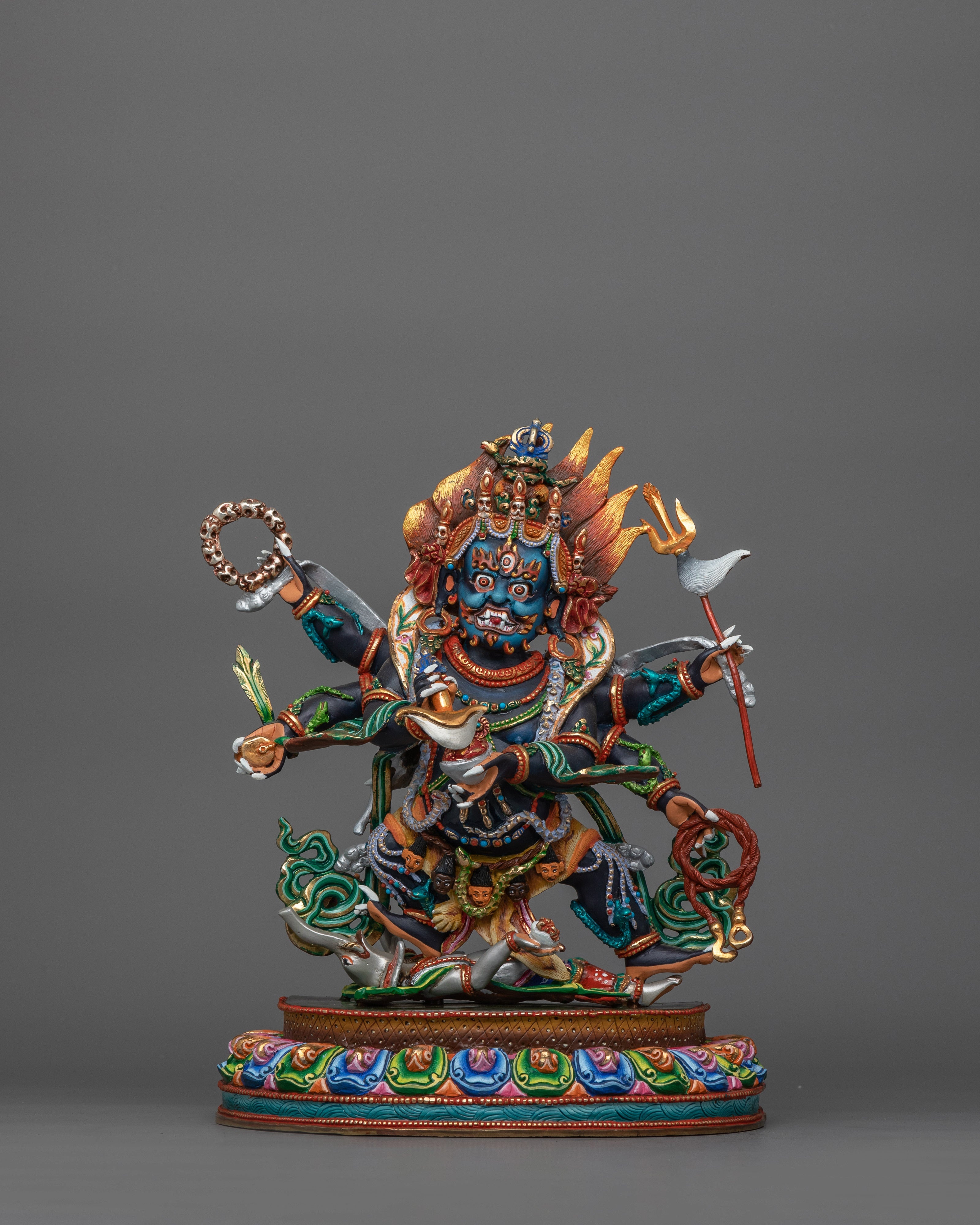 Fierce Deity Six Armed Mahakala Statue | Wrathful Protector Deity