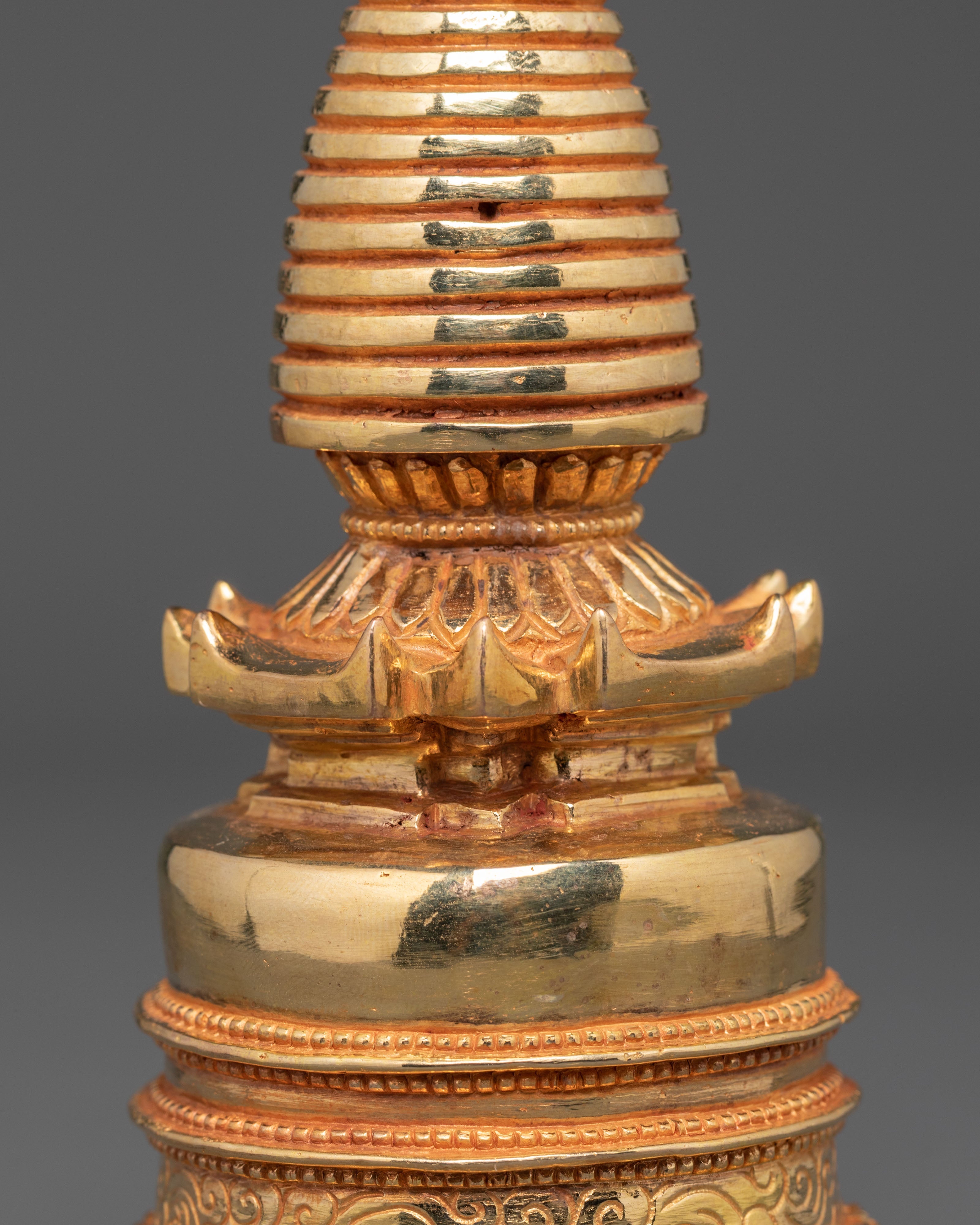 Tibetan Chorten Shrine Decor | Copper Stupa Shrine Decor