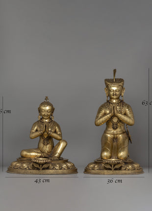 Malla King and Queen Brass Sculpture Set | Bhaktapur Royal Figures