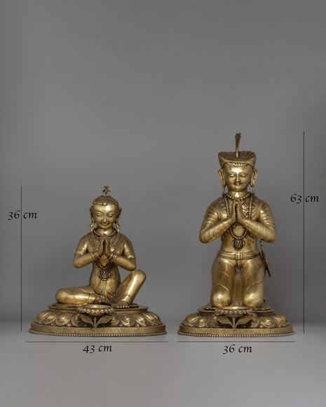 Malla King and Queen Brass Sculpture Set | Bhaktapur Royal Figures