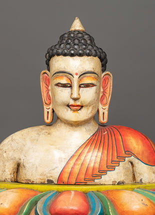 Handcrafted Wooden Buddha Head Statue | Peace and Enlightenment Art