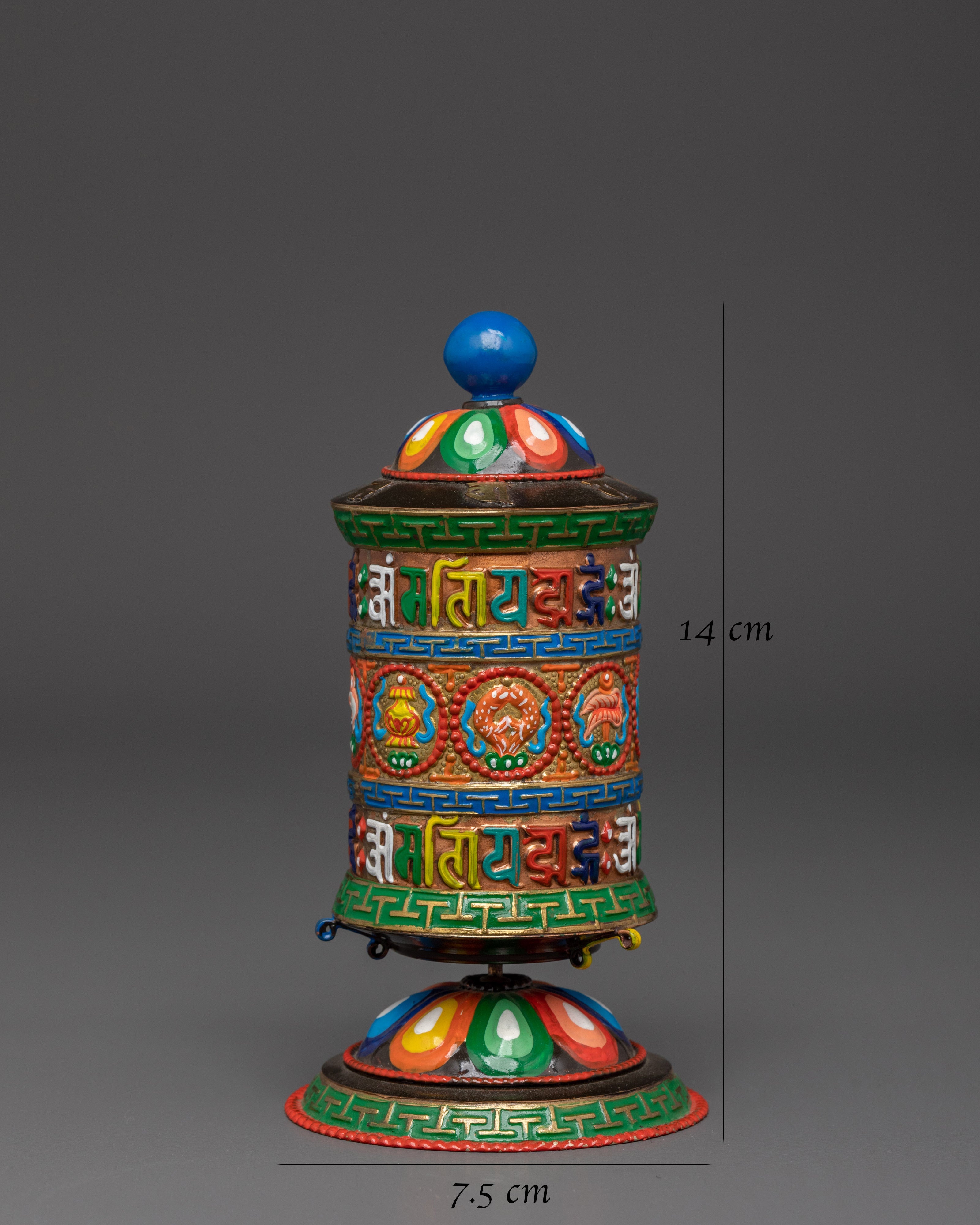 Colorful Prayer Wheel | Spinning Mantra Wheel with Base