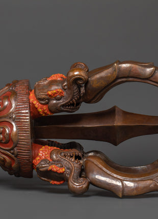Sacred Oxidized Copper Vajra | Spiritual Protection Artifact