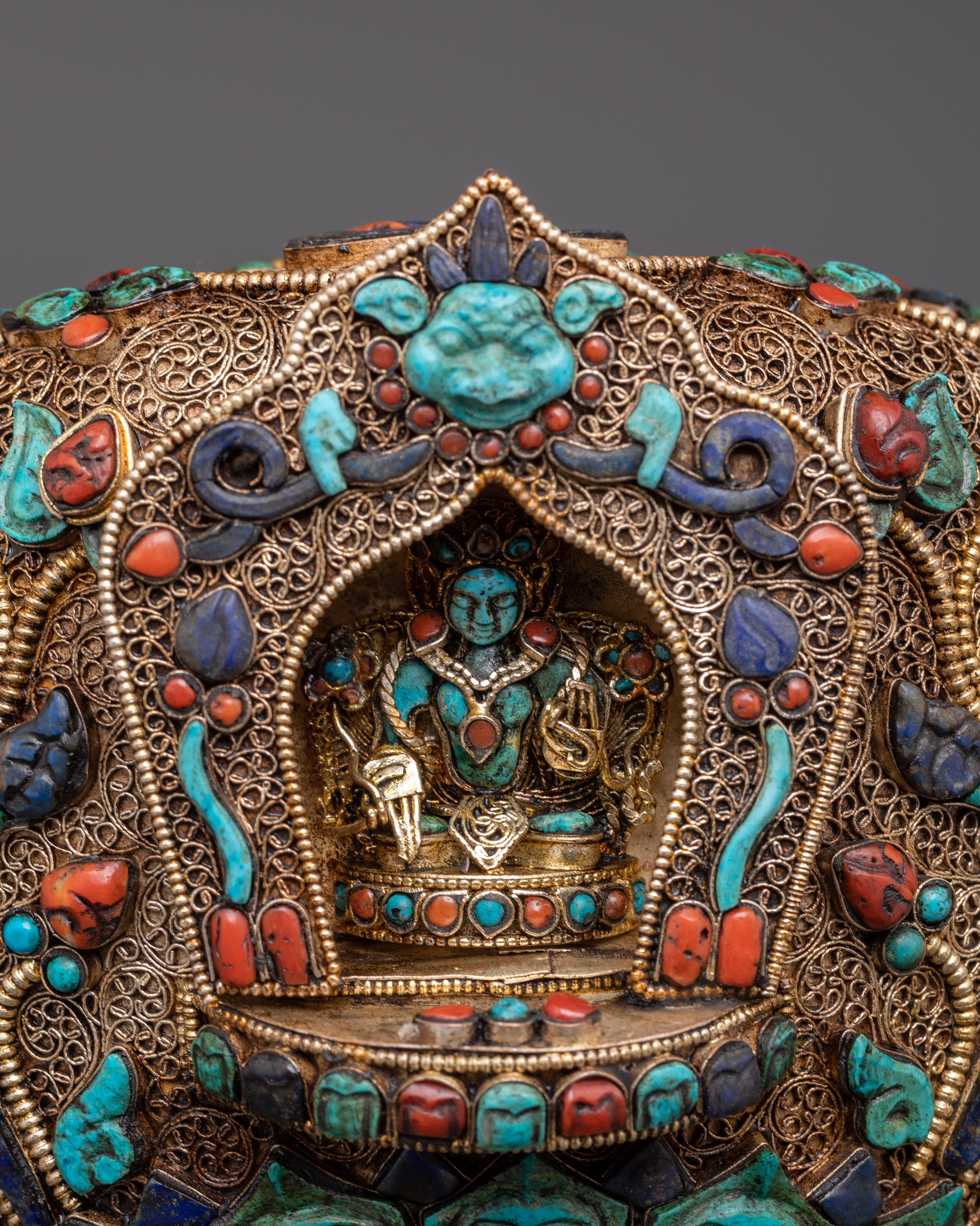 Sacred Rice Offering Pot | Gold and Silver Plated Copper Ritual Vessel