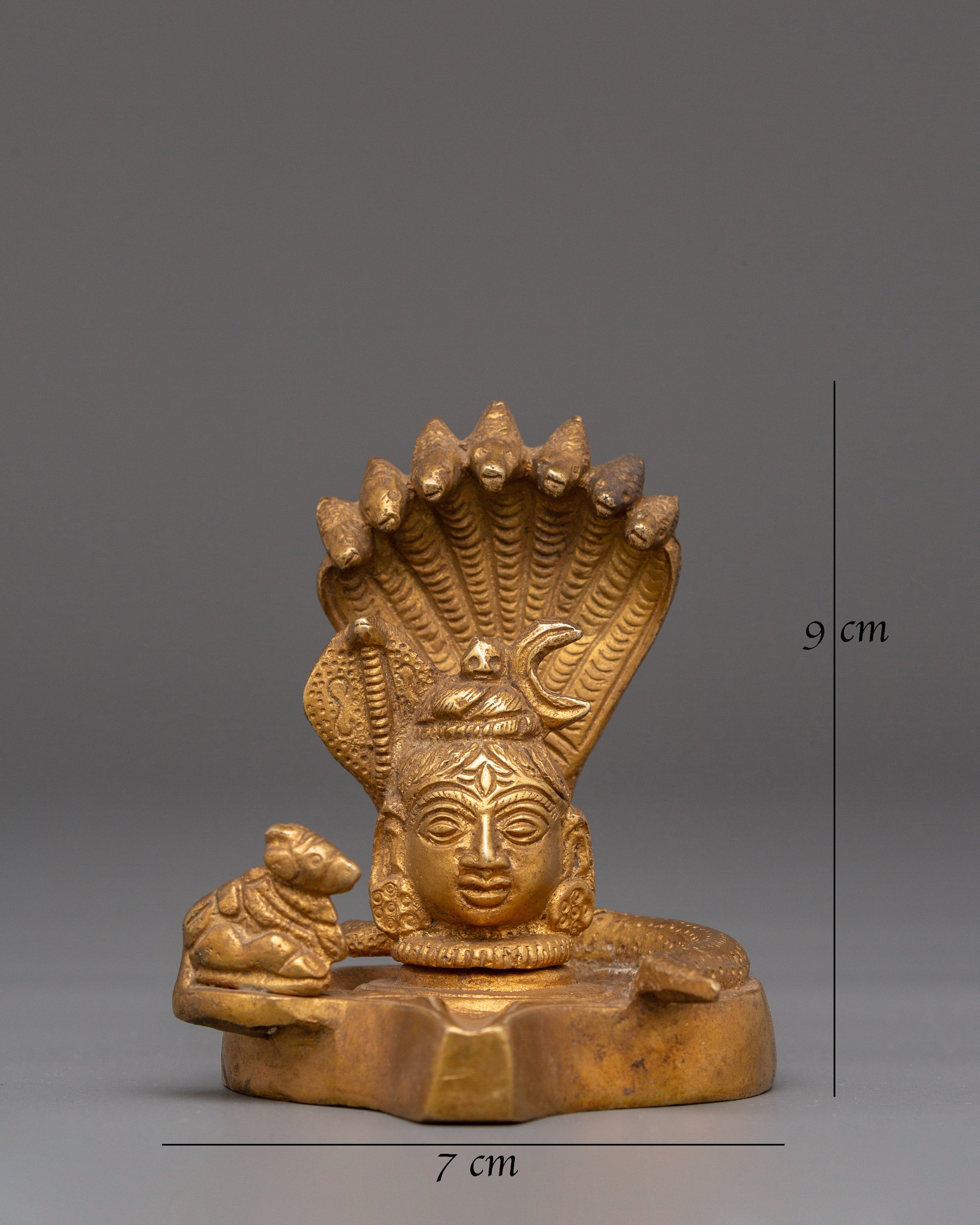 Sacred Shiva Linga with Naga and Nandi | Brass Hindu Deity Statue for Worship and Decor