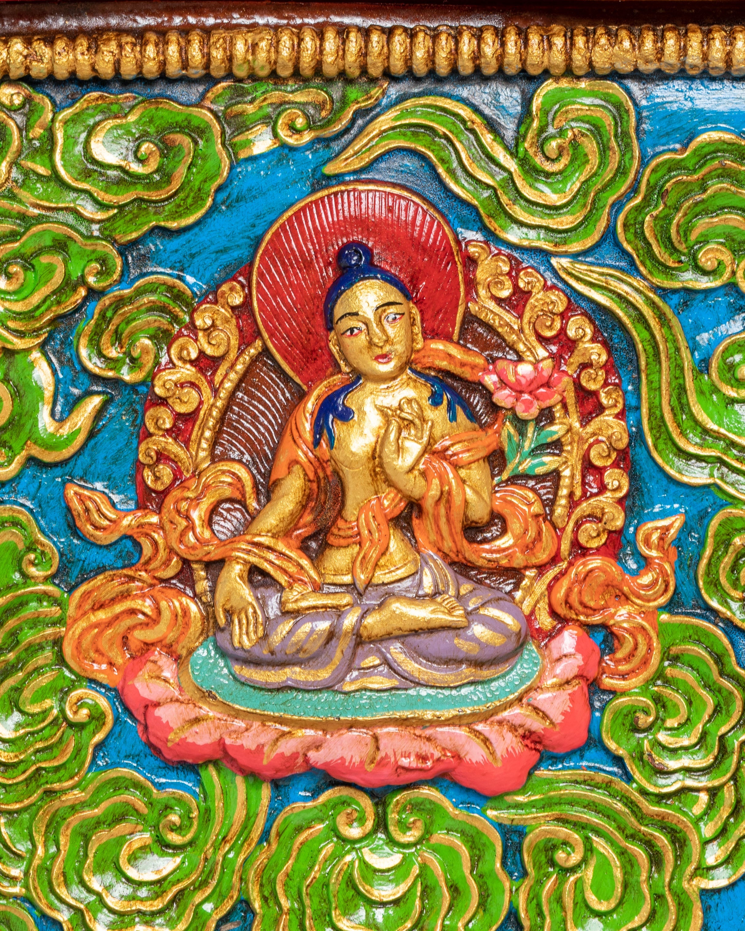 Handmade Green Tara Thangka Wall Hanging | Tibetan Buddhist Sacred Art