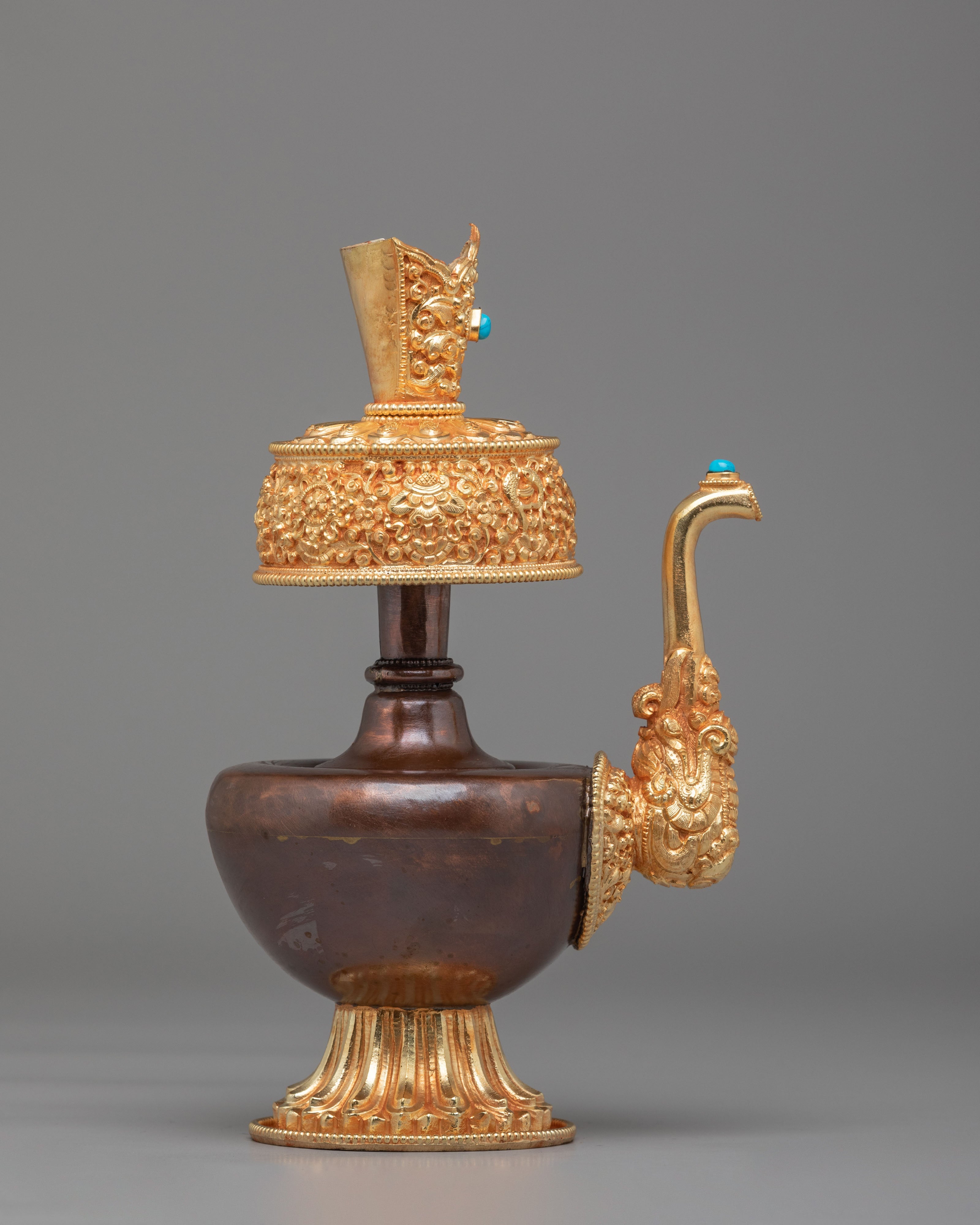 Gold Plated Tibetan Bhumba | Handcrafted Ritual Vessel