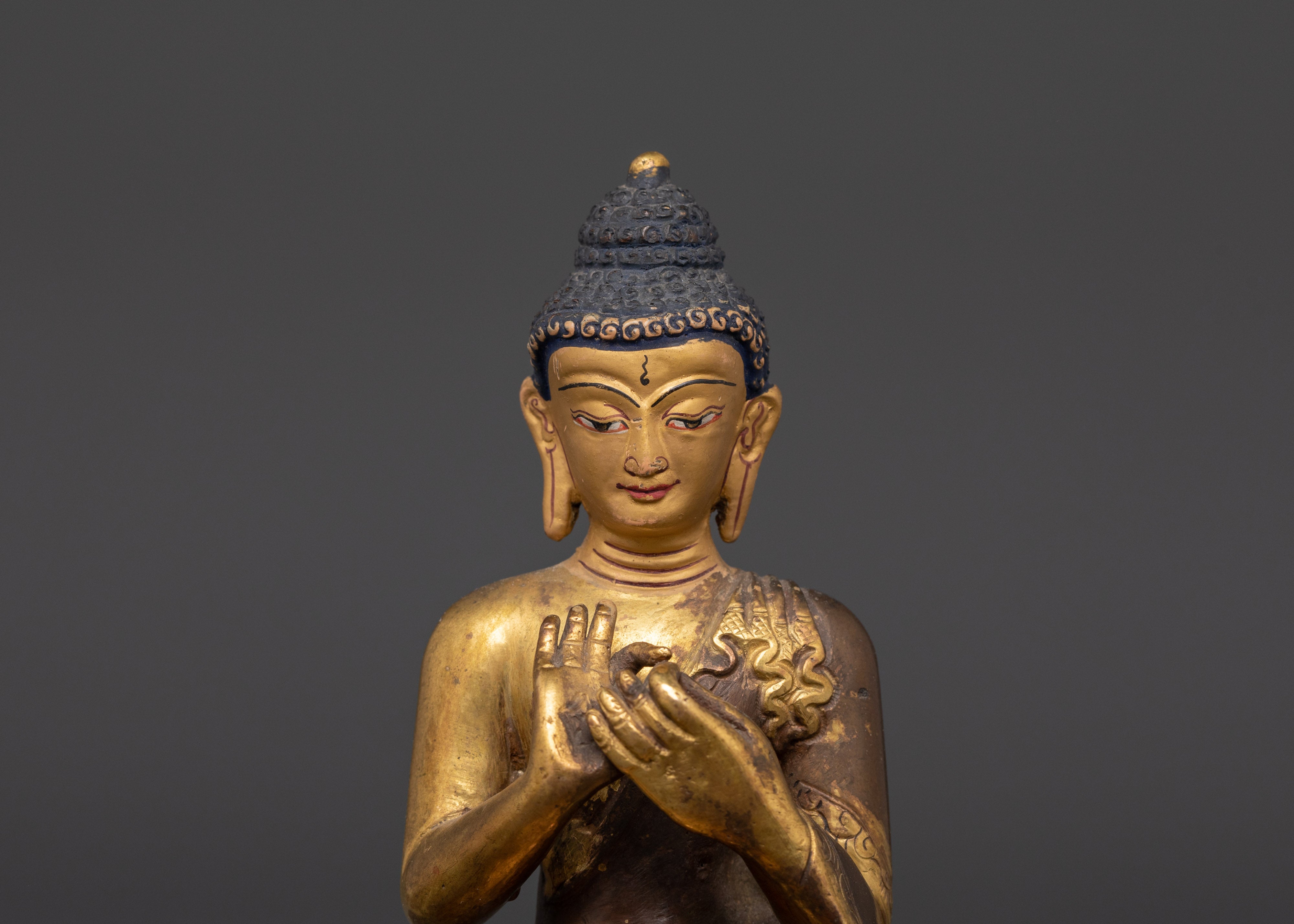 Handcrafted Vairocana Statue | Oxidized Copper & Gold Plated Buddhist Deity Sculpture