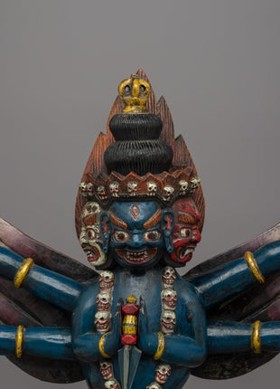 Hand-Carved Wooden Phurba | Sacred Tibetan Buddhist Artifact