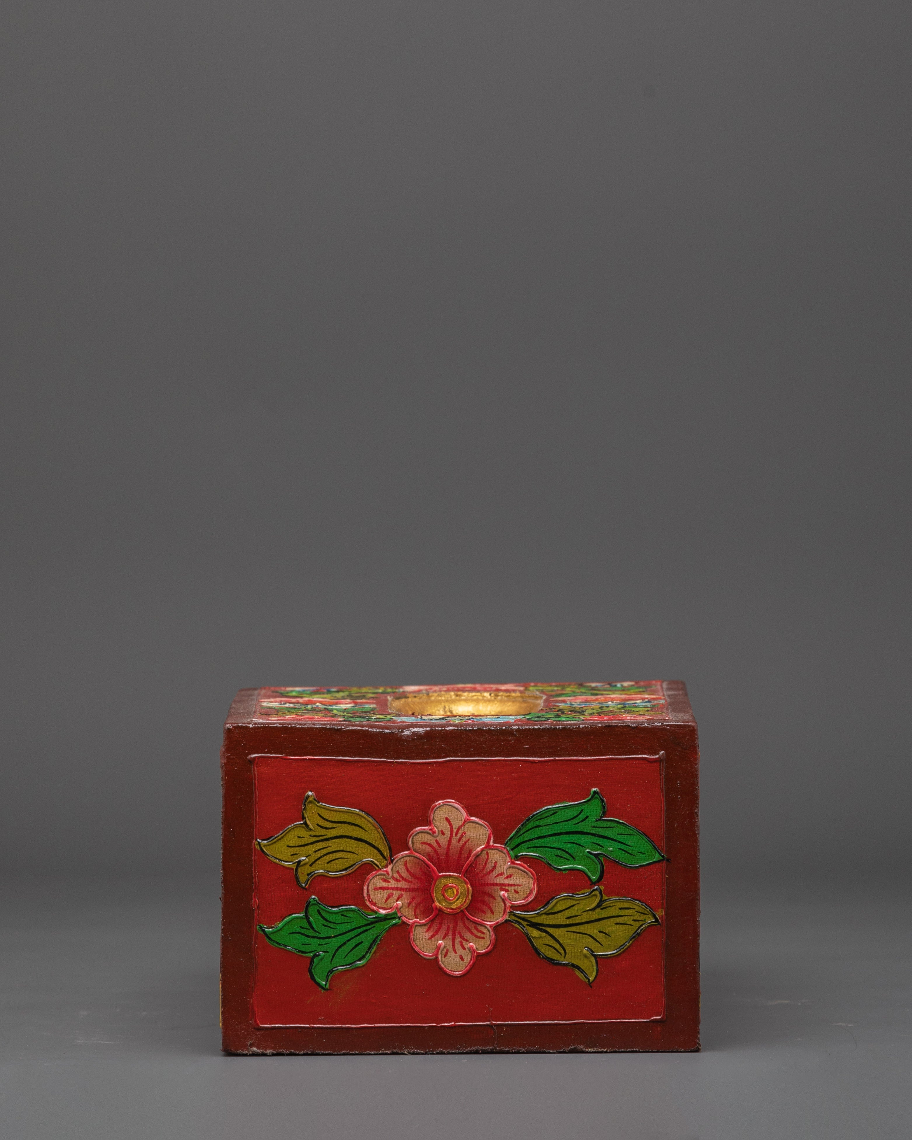 Wooden Tissue Box for Decor | Hand Painted Tibetan Art