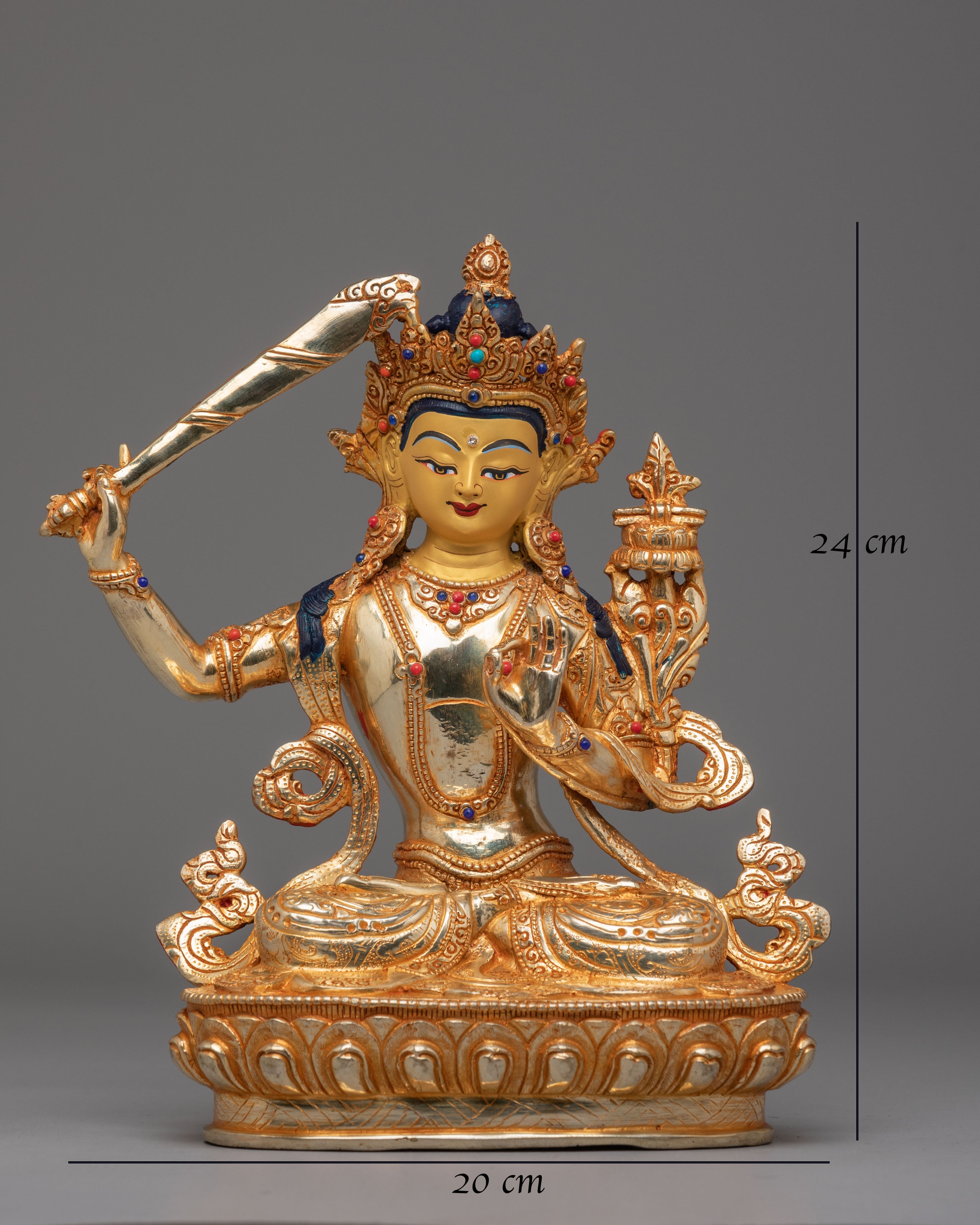 Sacred Flaming Sword Manjushri Statue | Buddhist Wisdom Deity