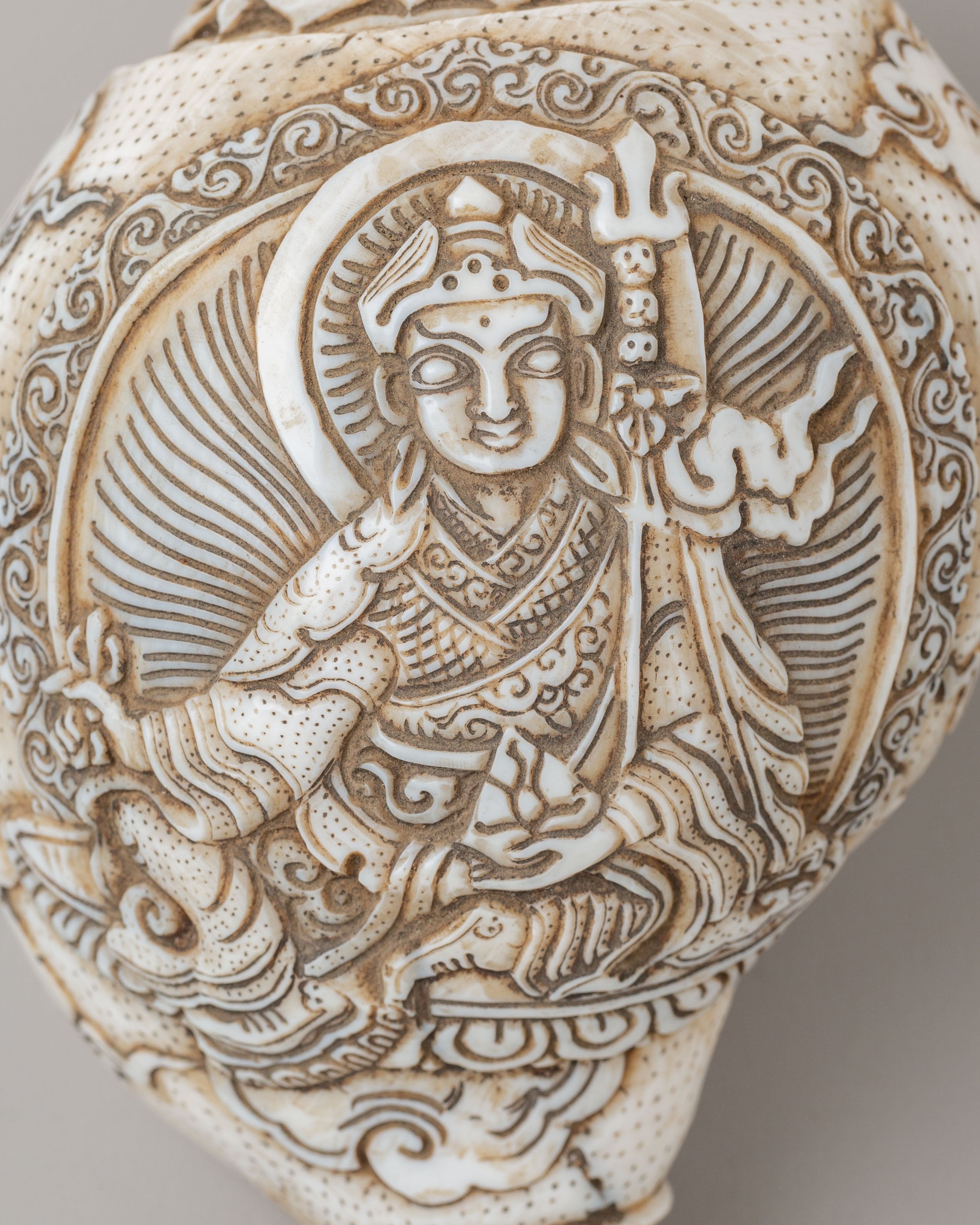Guru Rinpoche Ritual Conch | Handcrafted Tibetan Conch for Sacred Ceremonies