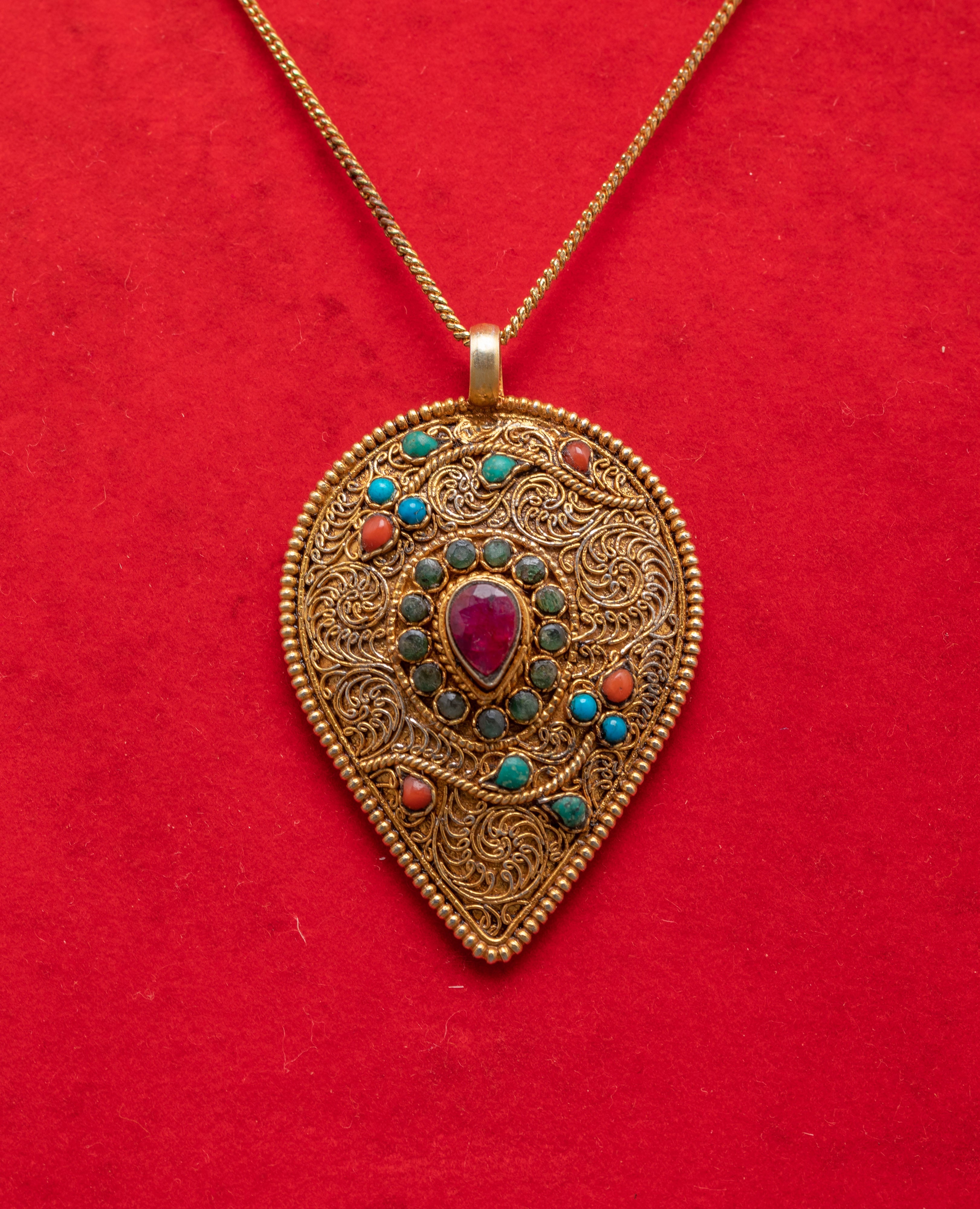 Panna Locket | Ruby Coral Turquoise Pendant