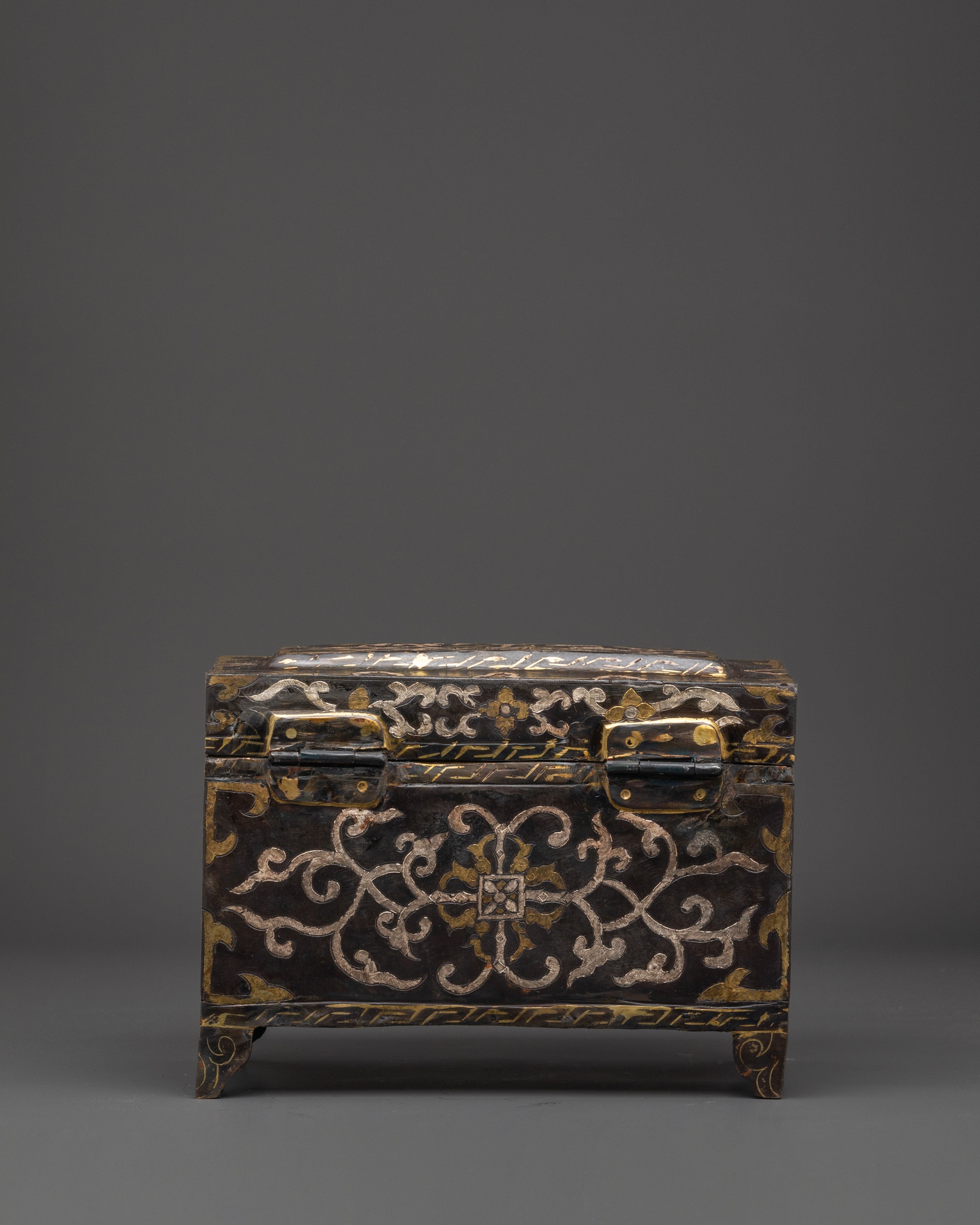 Silver And Brass Inlaid Spiritual Box | Decorative Iron Box for Home Decor
