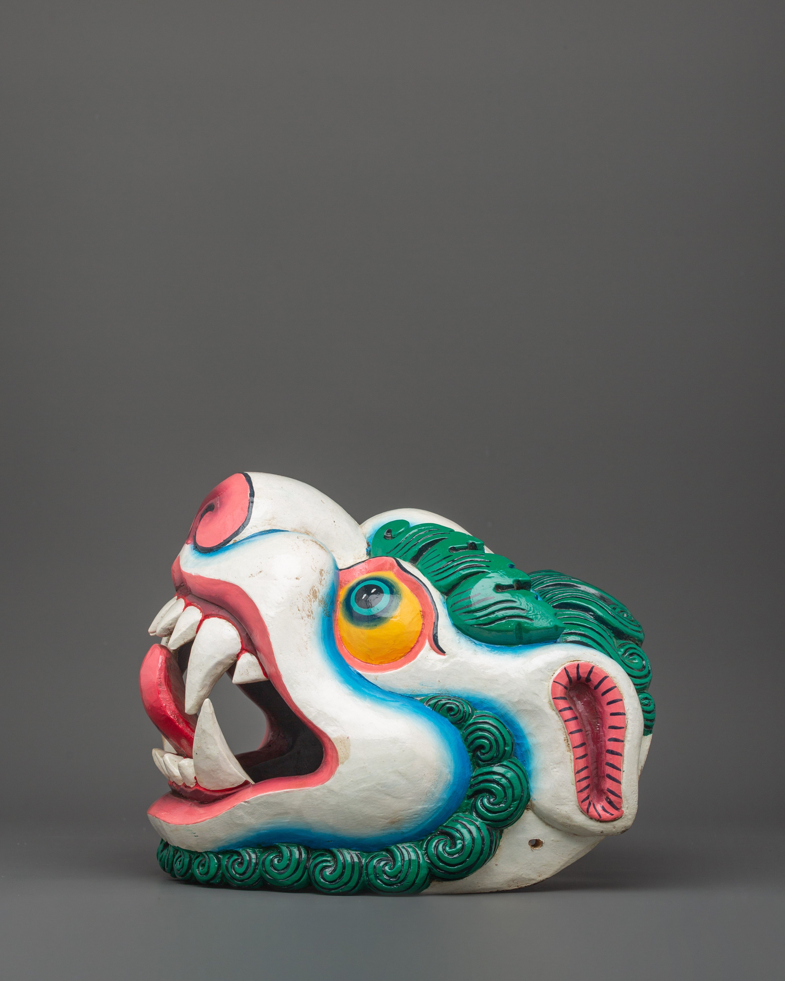Hand-Painted Foo Dog Wall Hanging | Wooden Guardian Lion Decor