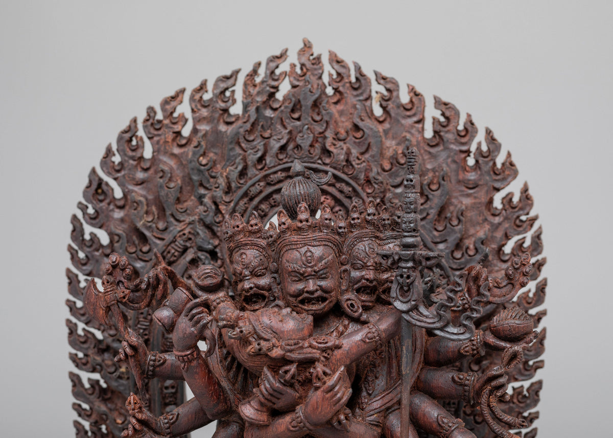 Traditional Chakrasamvara Sculpture | Handcrafted Wooden Artwork