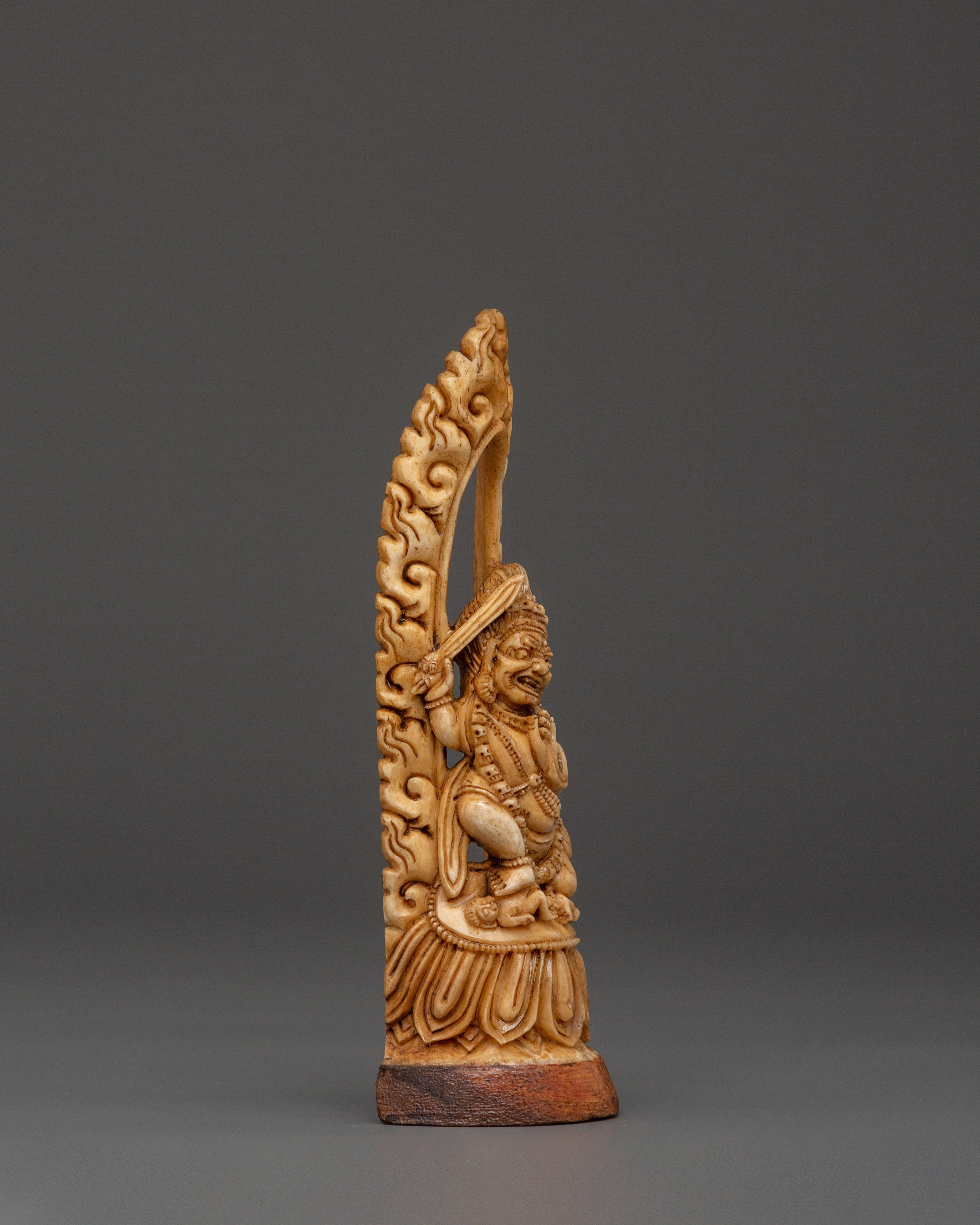 Mahakala Bone Carving Statue | Handcrafted Yak Bone Deity