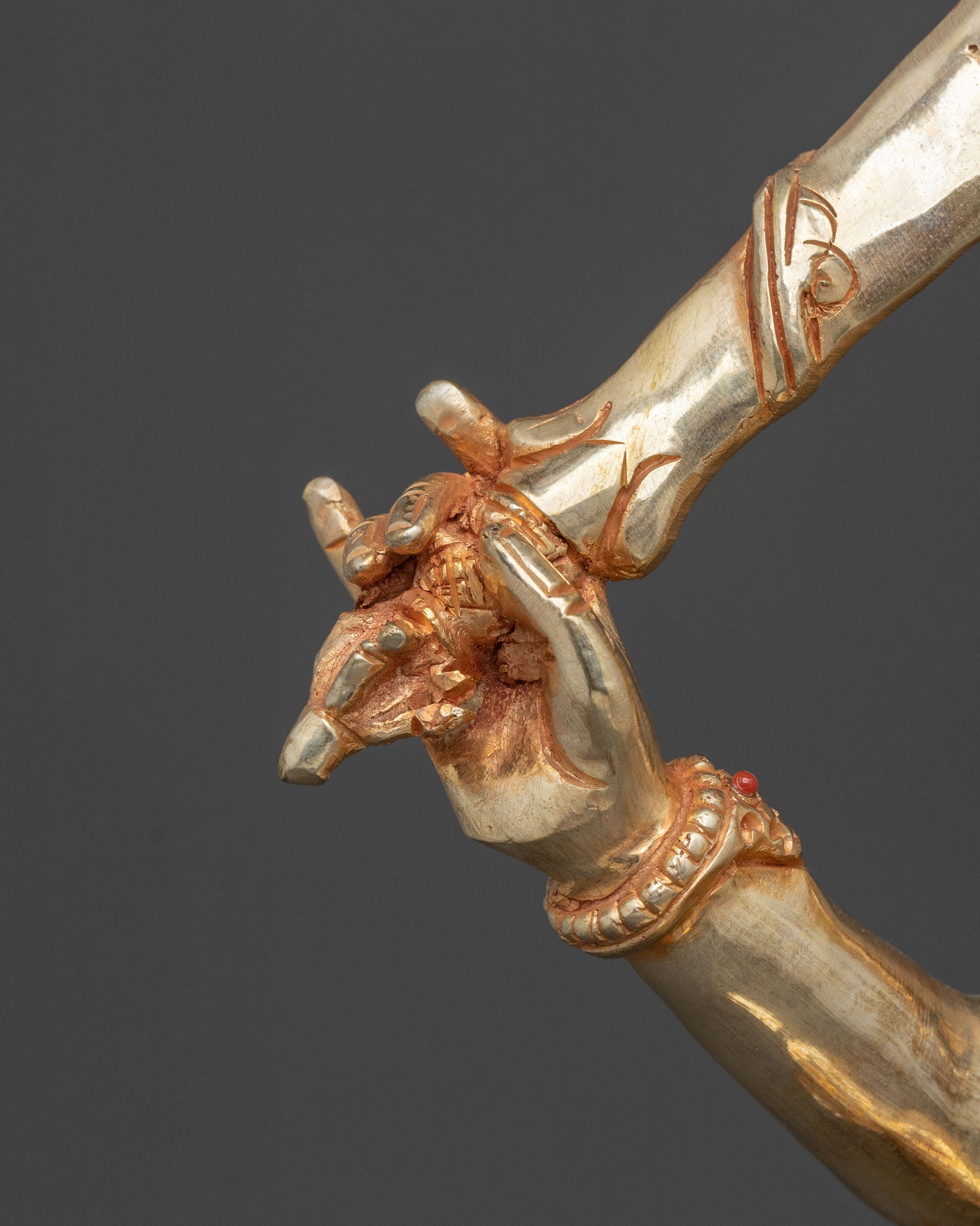 Manjushri Sacred Figurine | Copper Wisdom Deity Sculpture with Gold Plating