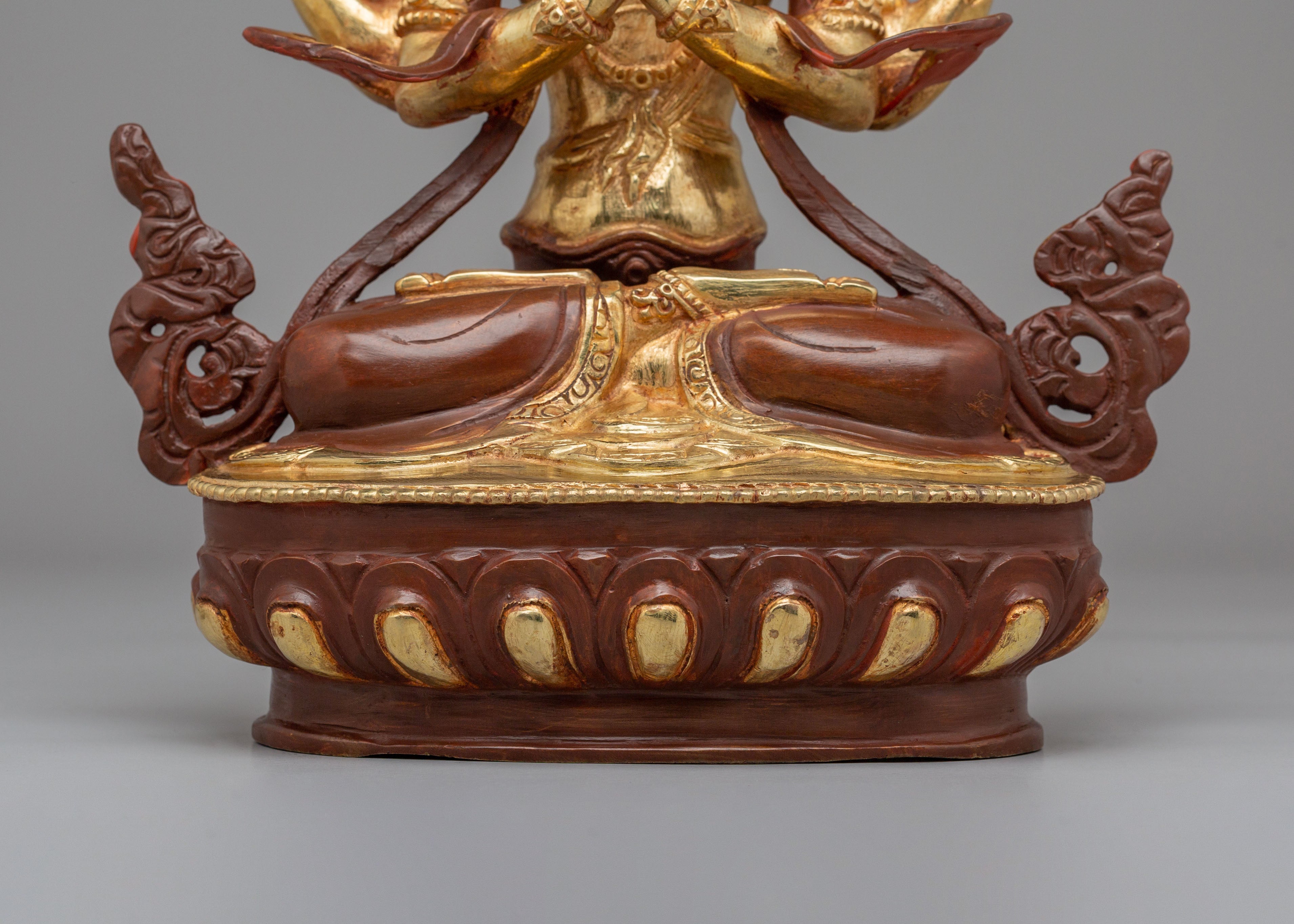 Sacred Tibetan Chenrezig Altar Figurine | Compassionate Bodhisattva Statue