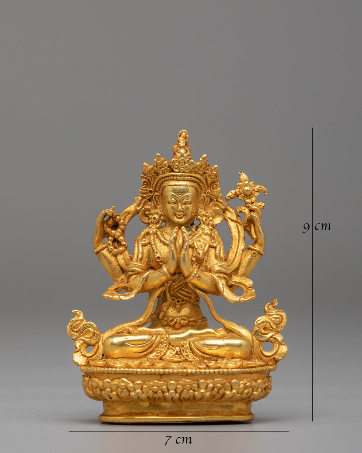 Sacred Chenrezig Buddhist Statue | Copper Altar Figurine