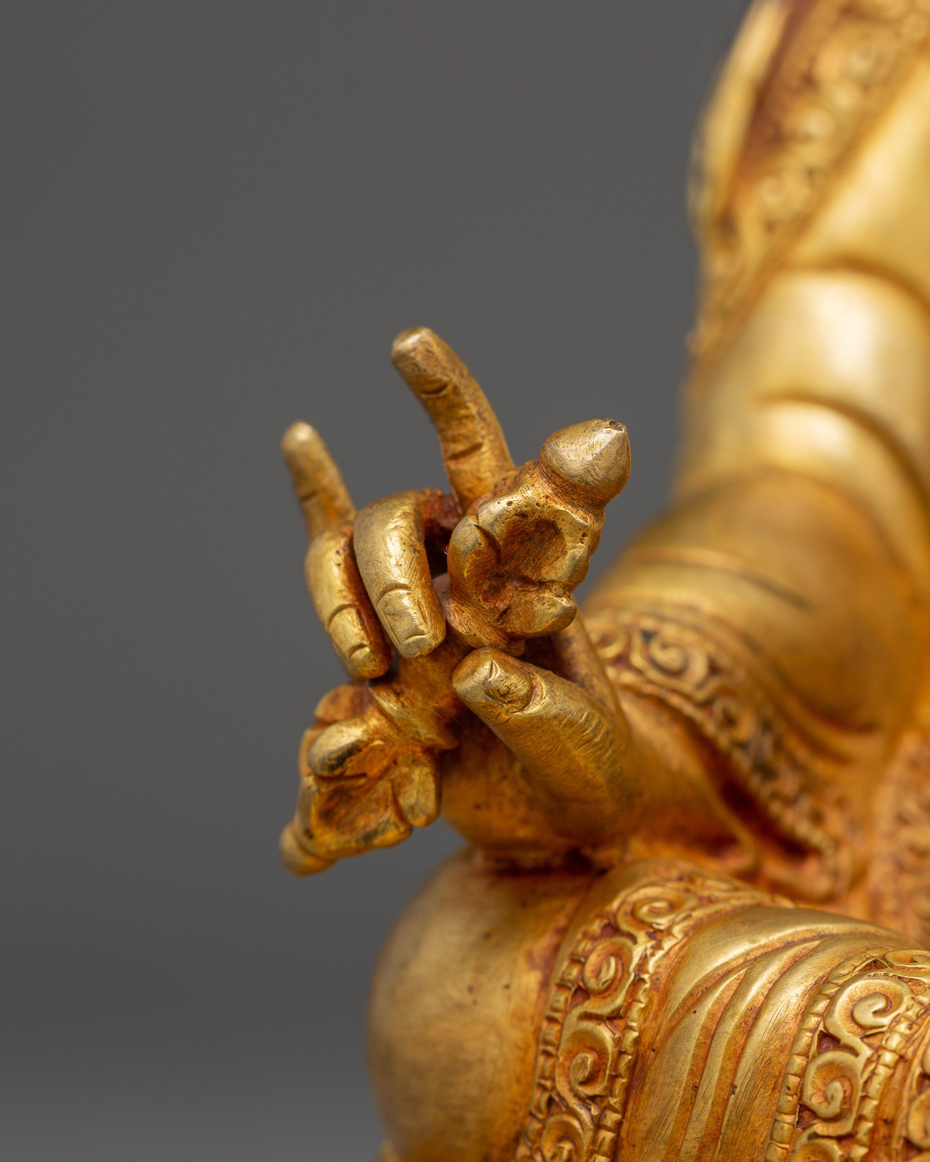 Sacred Statue of Lotus-Born Guru Rinpoche | Handcrafted Tibetan Buddhist Art