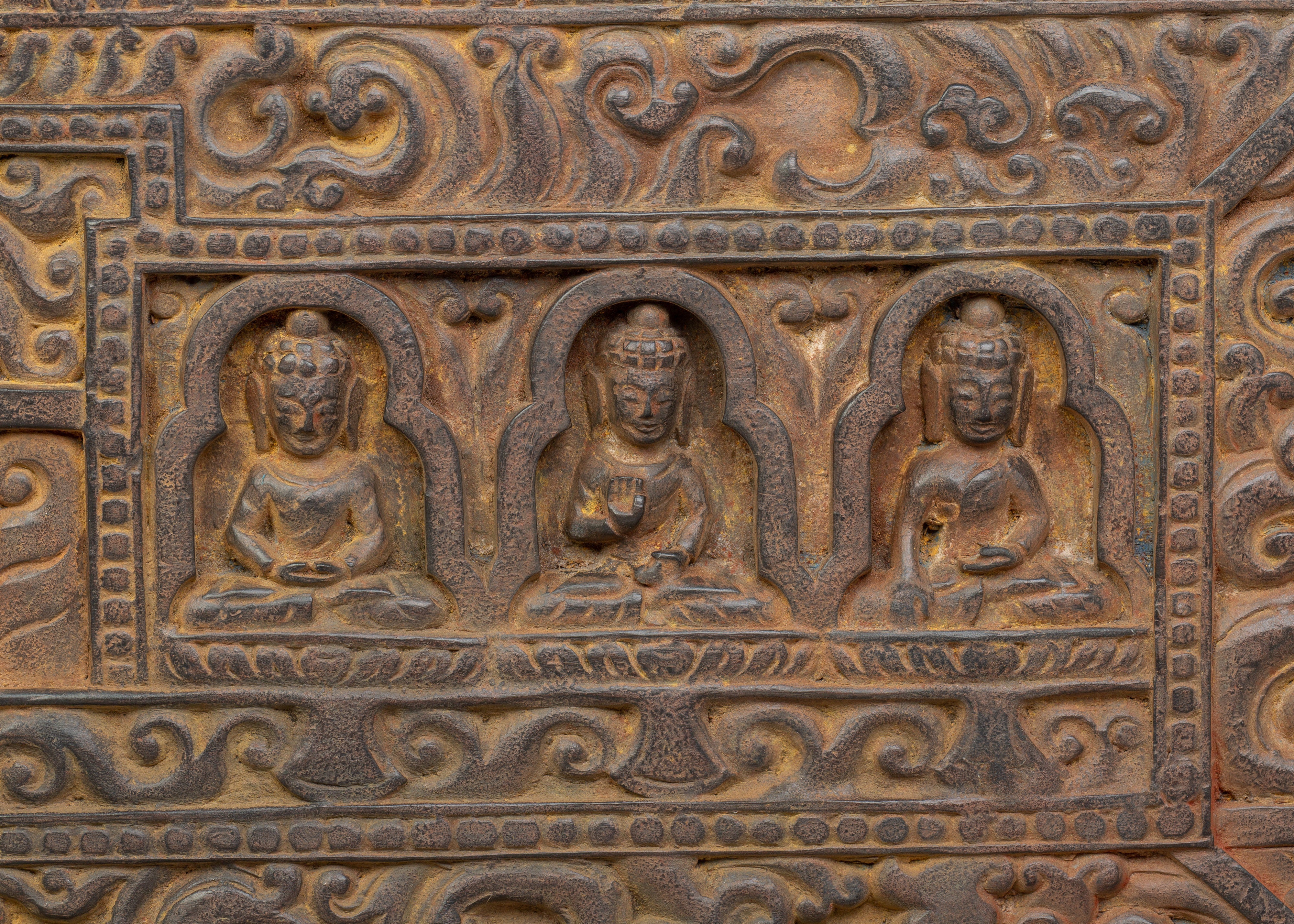 Wooden Sutra Cover | Hand-Carved Tibetan Scripture Holder