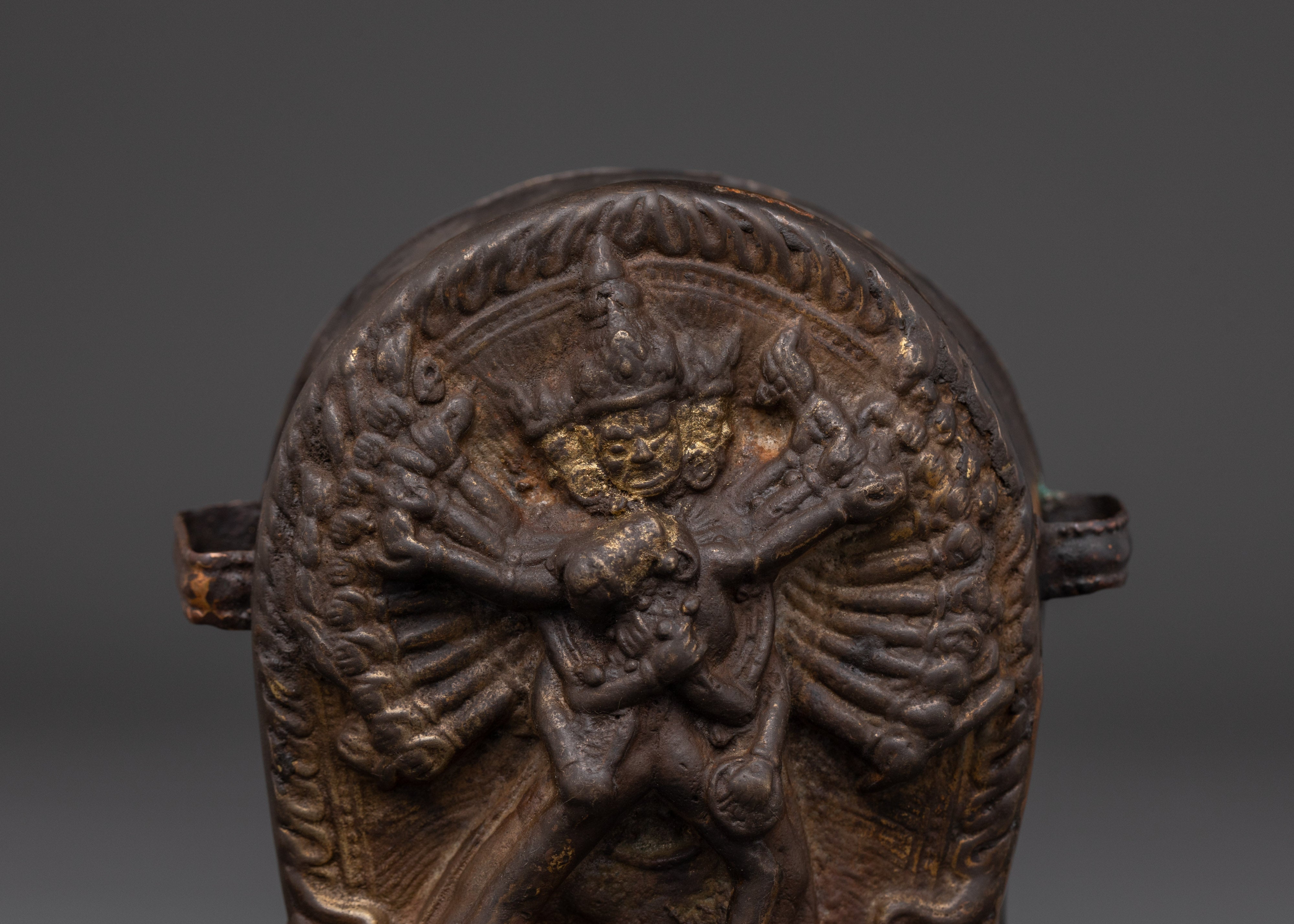 Handmade Tibetan Ghau Box with Chakrasamvara Yab-Yum Deity