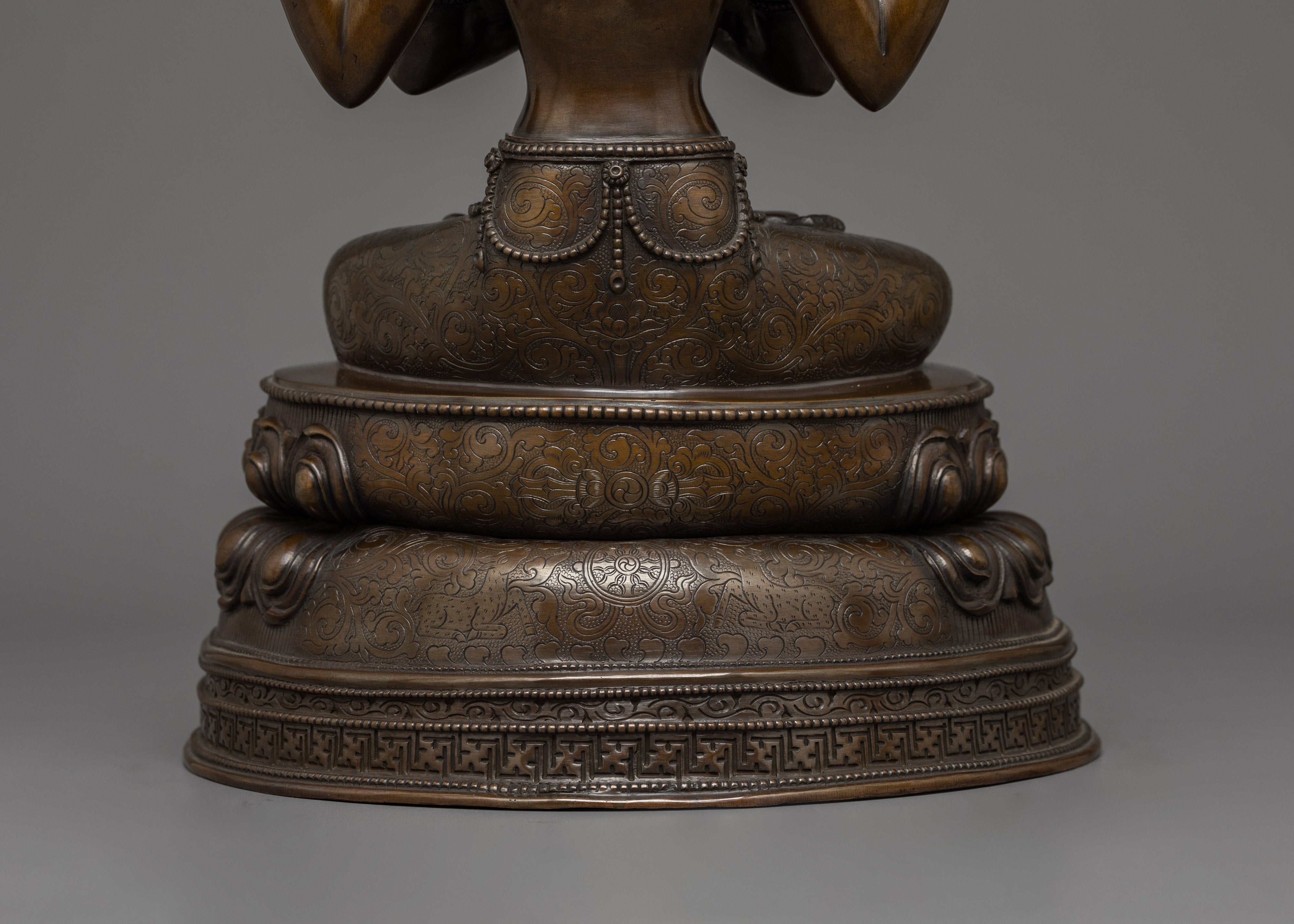 4 Armed Chenrezig with Oxidized Copper Body |  The Buddha of Infinite Compassion