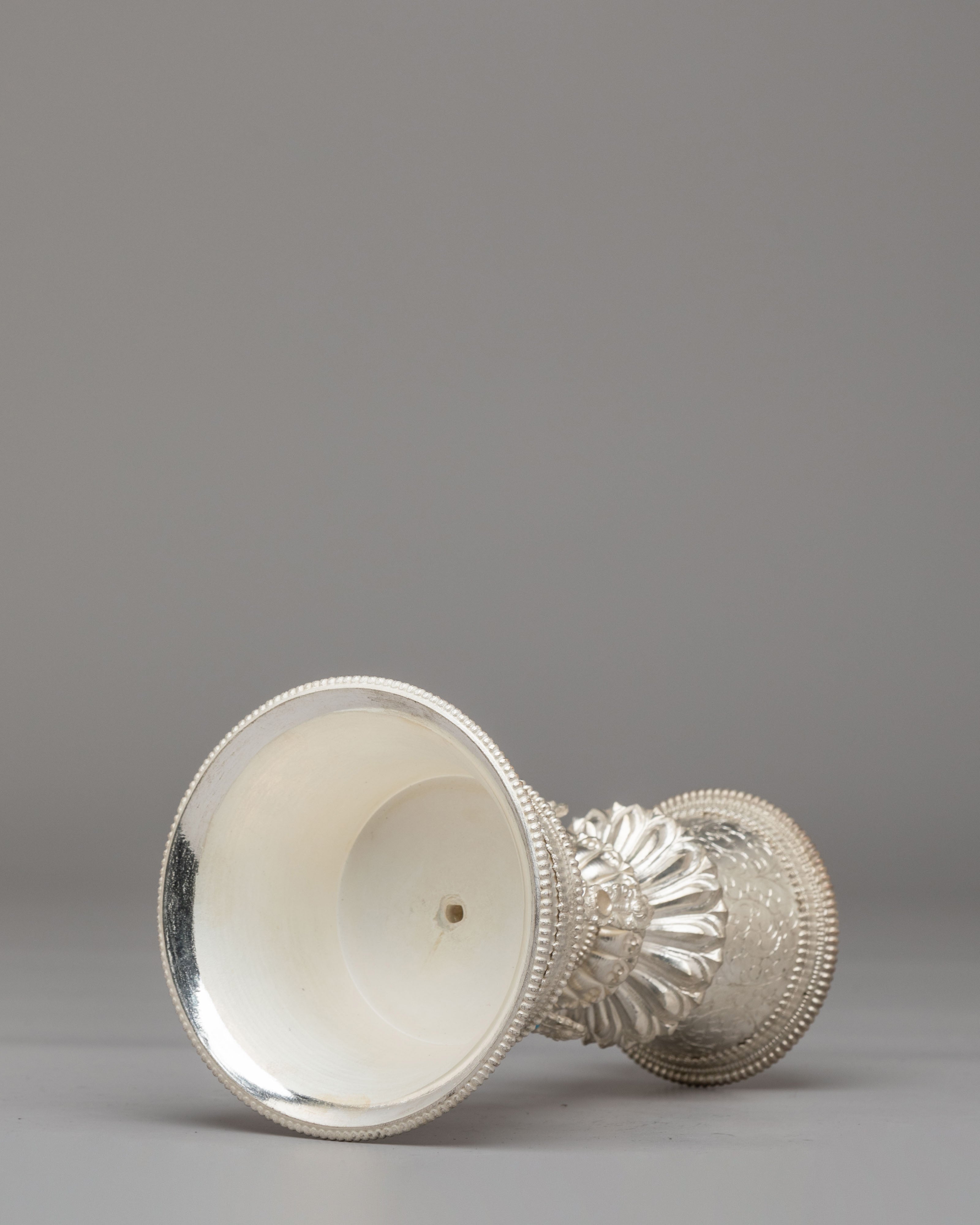Himalayan Altar Butter Lamp Set | Silver Plated Buddhist Lamps