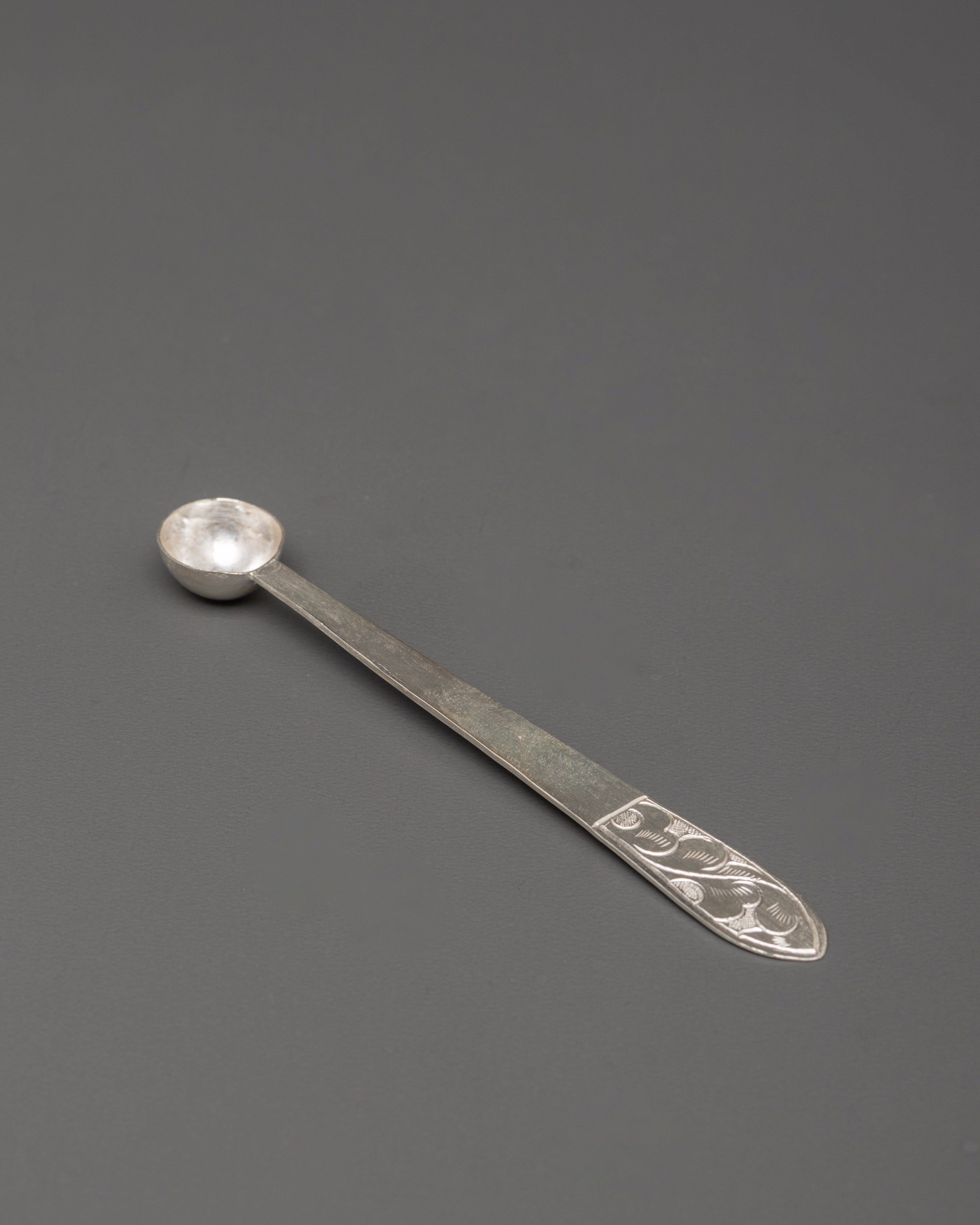 Pure Silver Glass with Spoon Set | Handcrafted Silver Ritual Cup