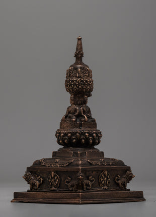 Traditional Sacred Buddhist Brass Stupa | Symbol of Enlightenment and Spiritual Growth