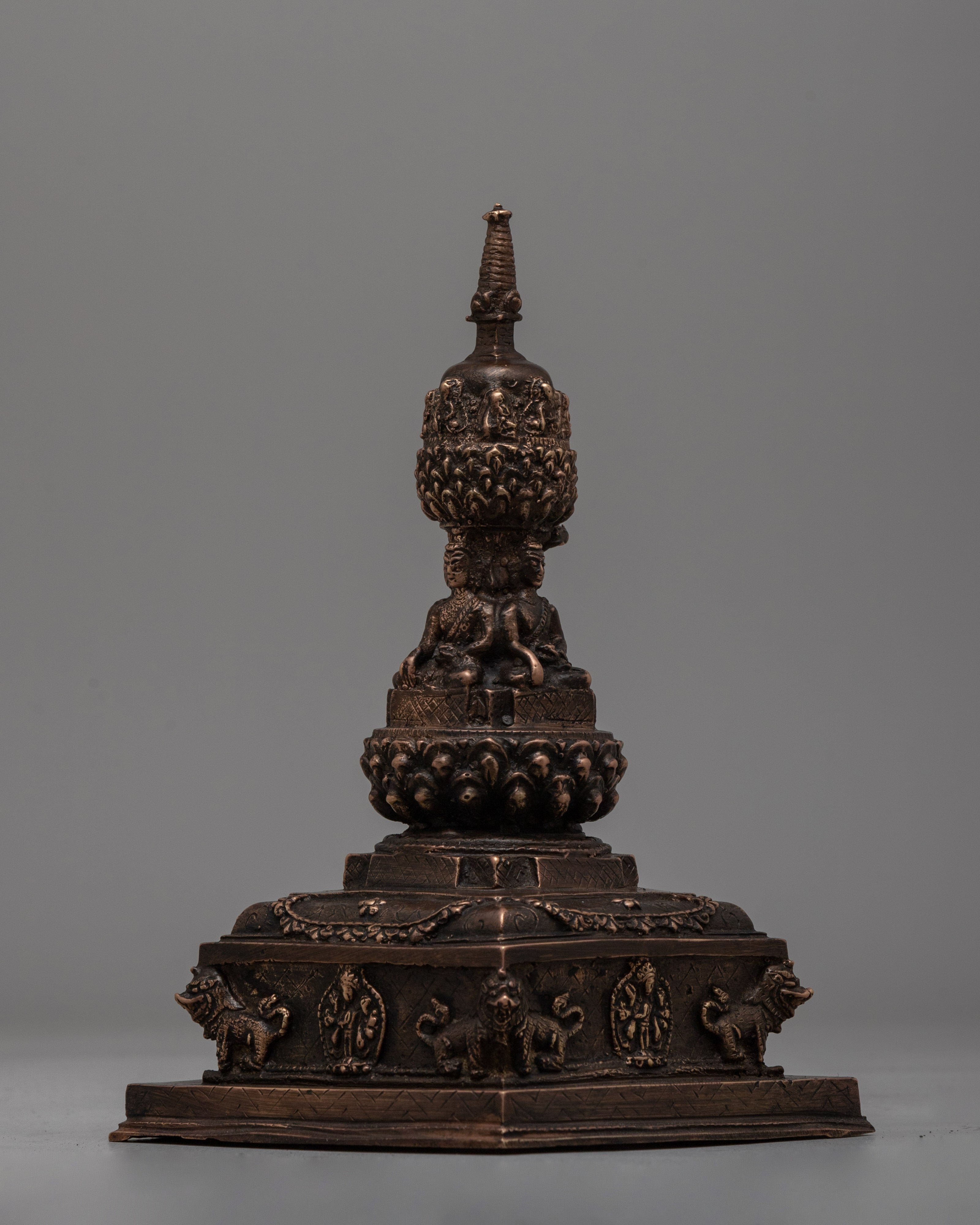 Traditional Sacred Buddhist Brass Stupa | Symbol of Enlightenment and Spiritual Growth