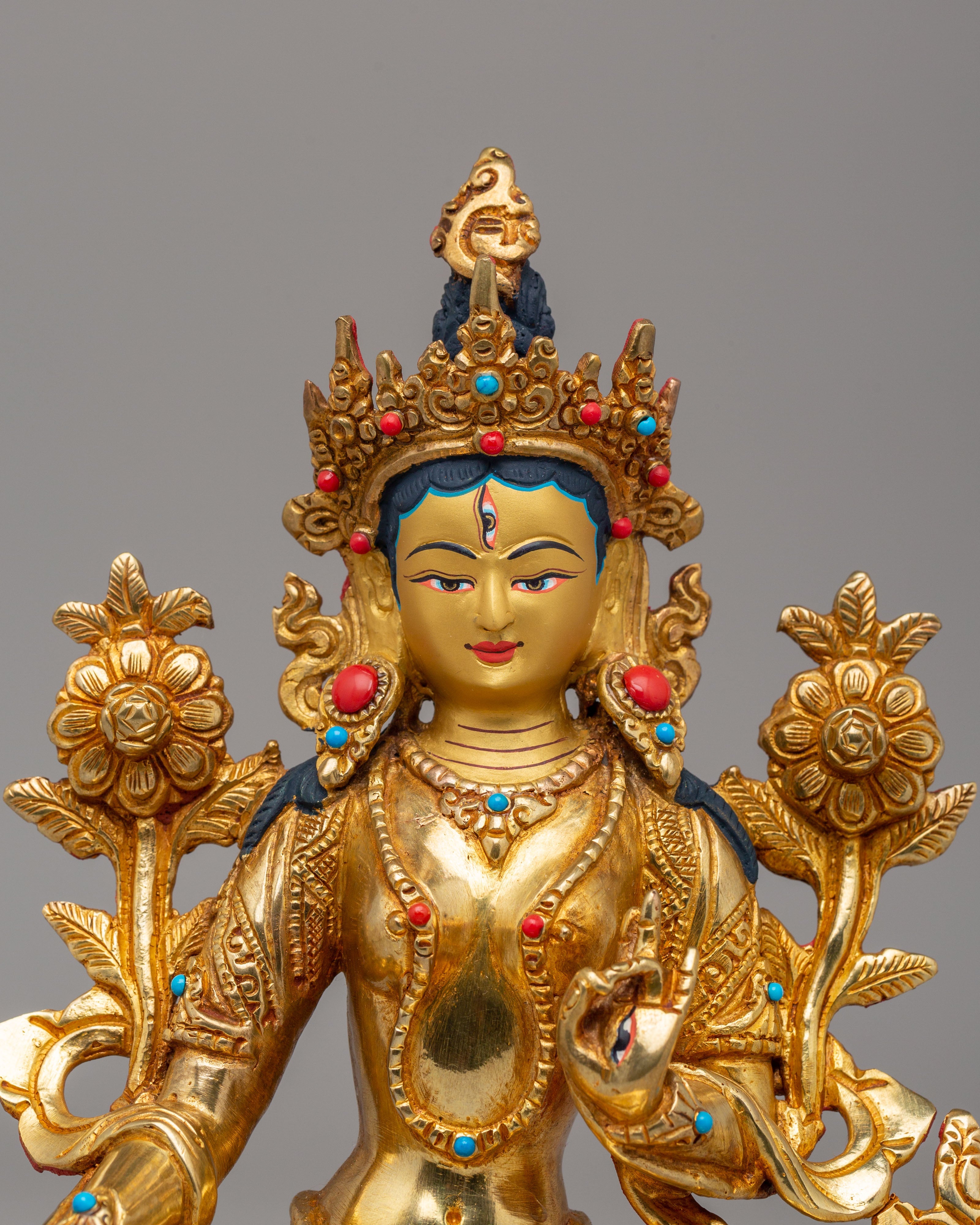 Tibetan Buddhist White Tara Statue |  24K Gold Plated Sita Tara Sculpture