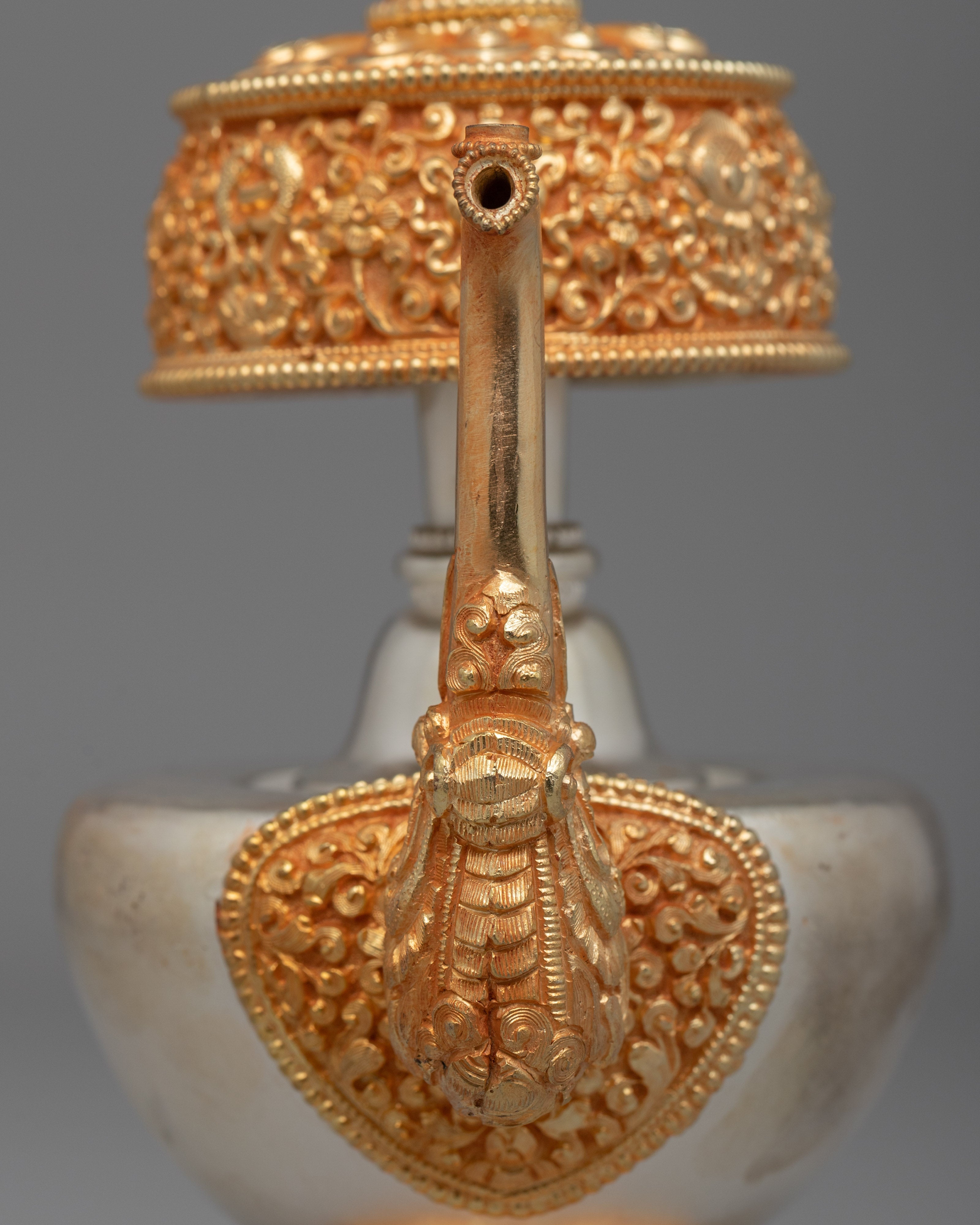 Gold & Silver Plated Sacred Vase for Spiritual Practices |  Sacred Water Offering Artifact for Purification