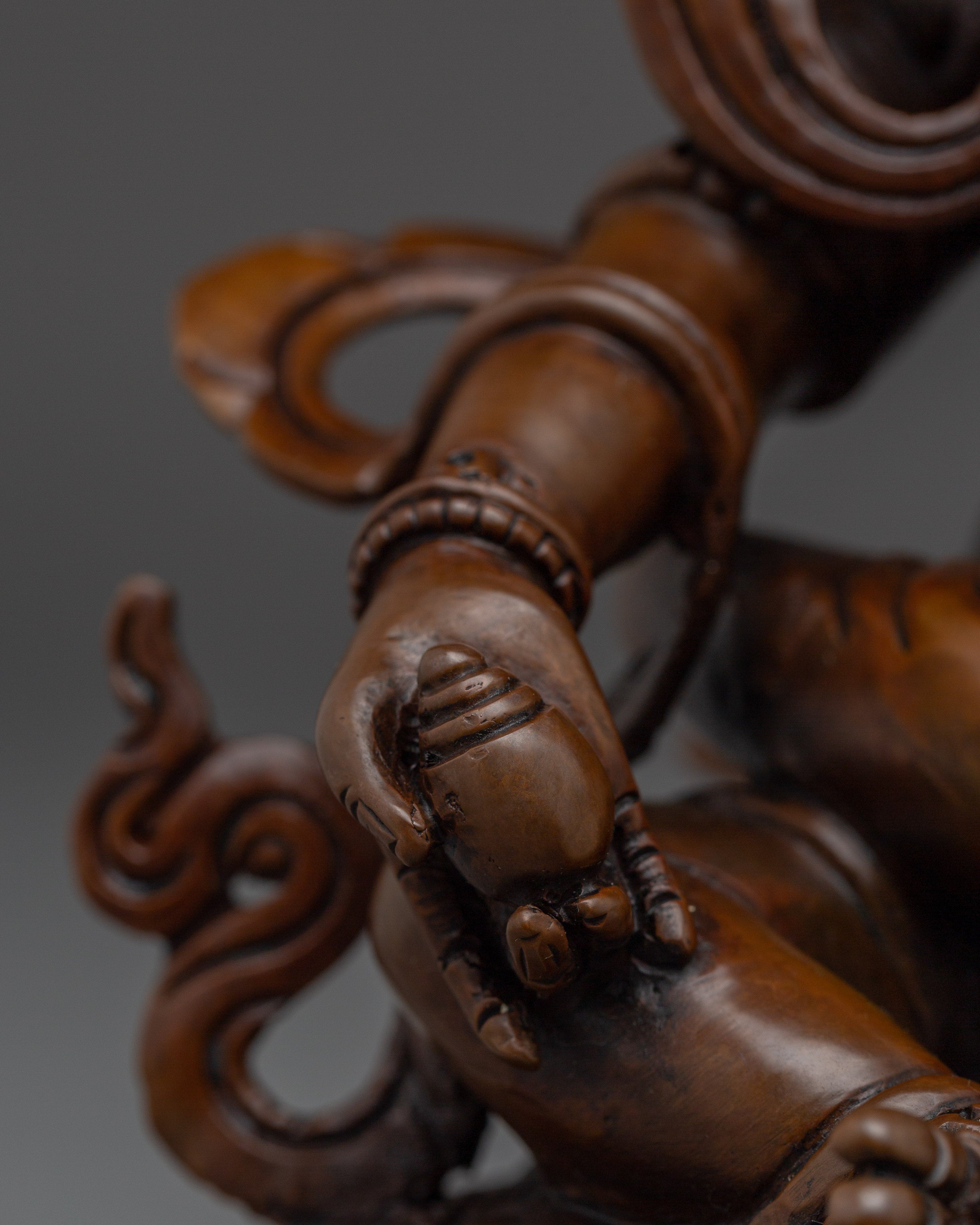 Green Dzambhala with Consort Oxidized Statue | Symbol of Wealth