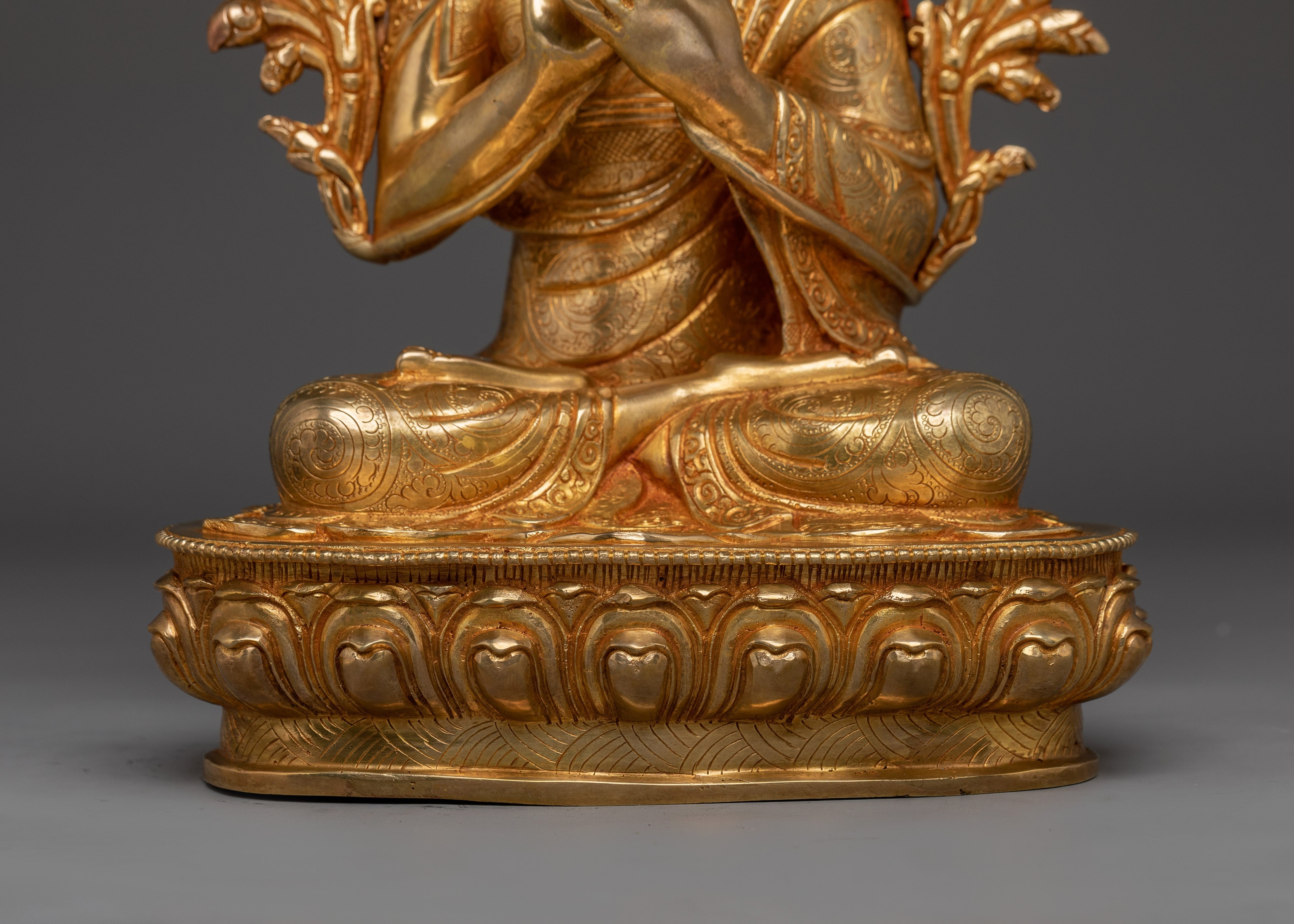 24K Gold Gilded Tsongkhapa Statue |  Meditation and Spiritual Enlightenment