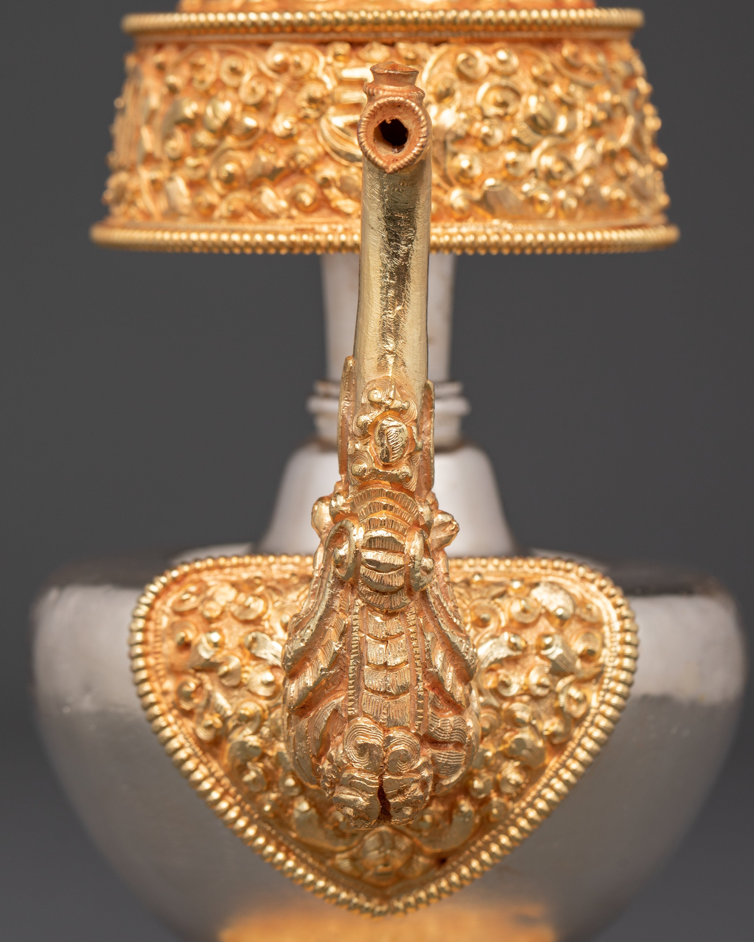 Tibetan Ritual Bhumba | Sacred Copper Vessel with Gold and Silver Plating