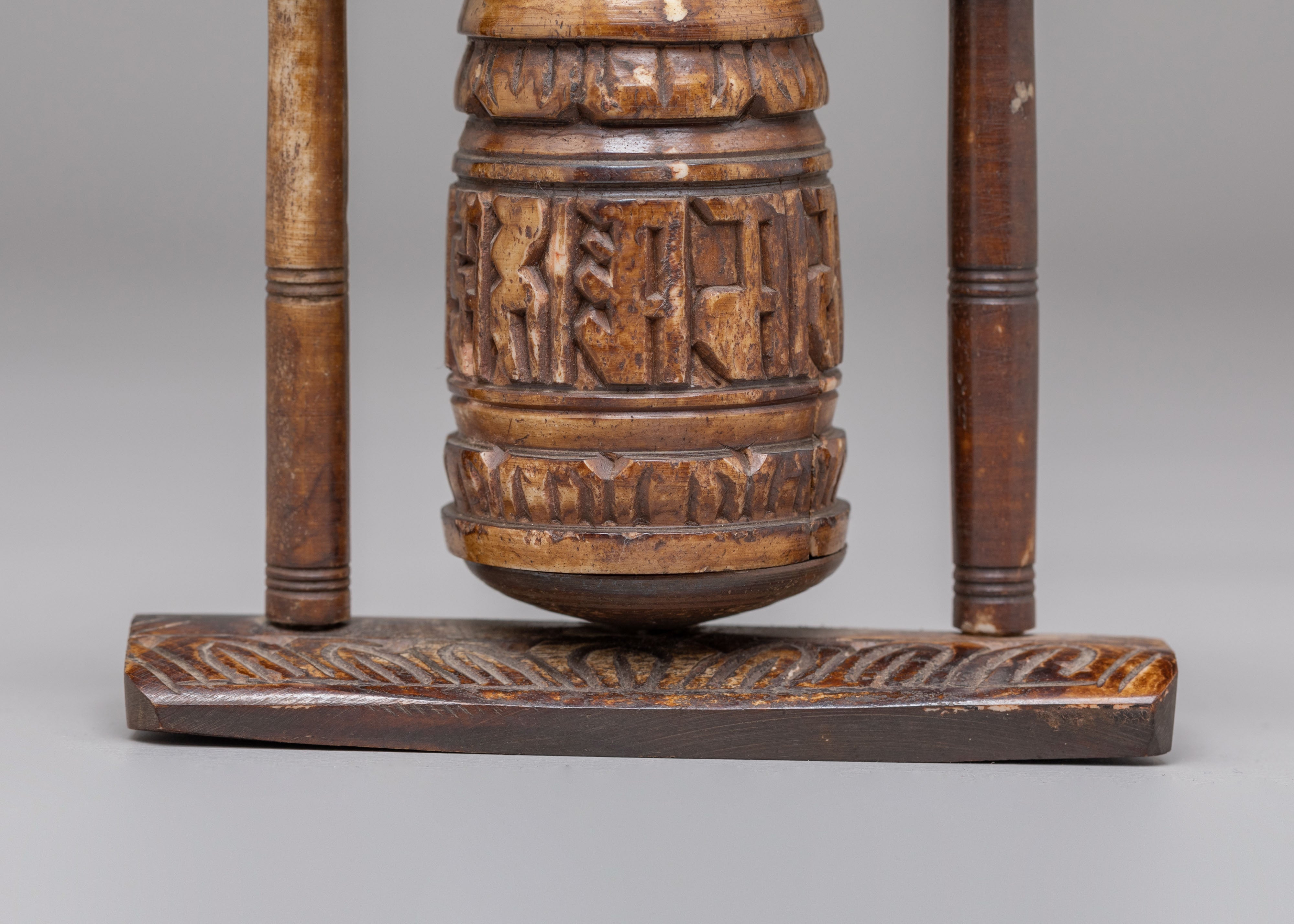 Buddhist Shrine Prayer Wheel | Tibetan Mantra Spinner