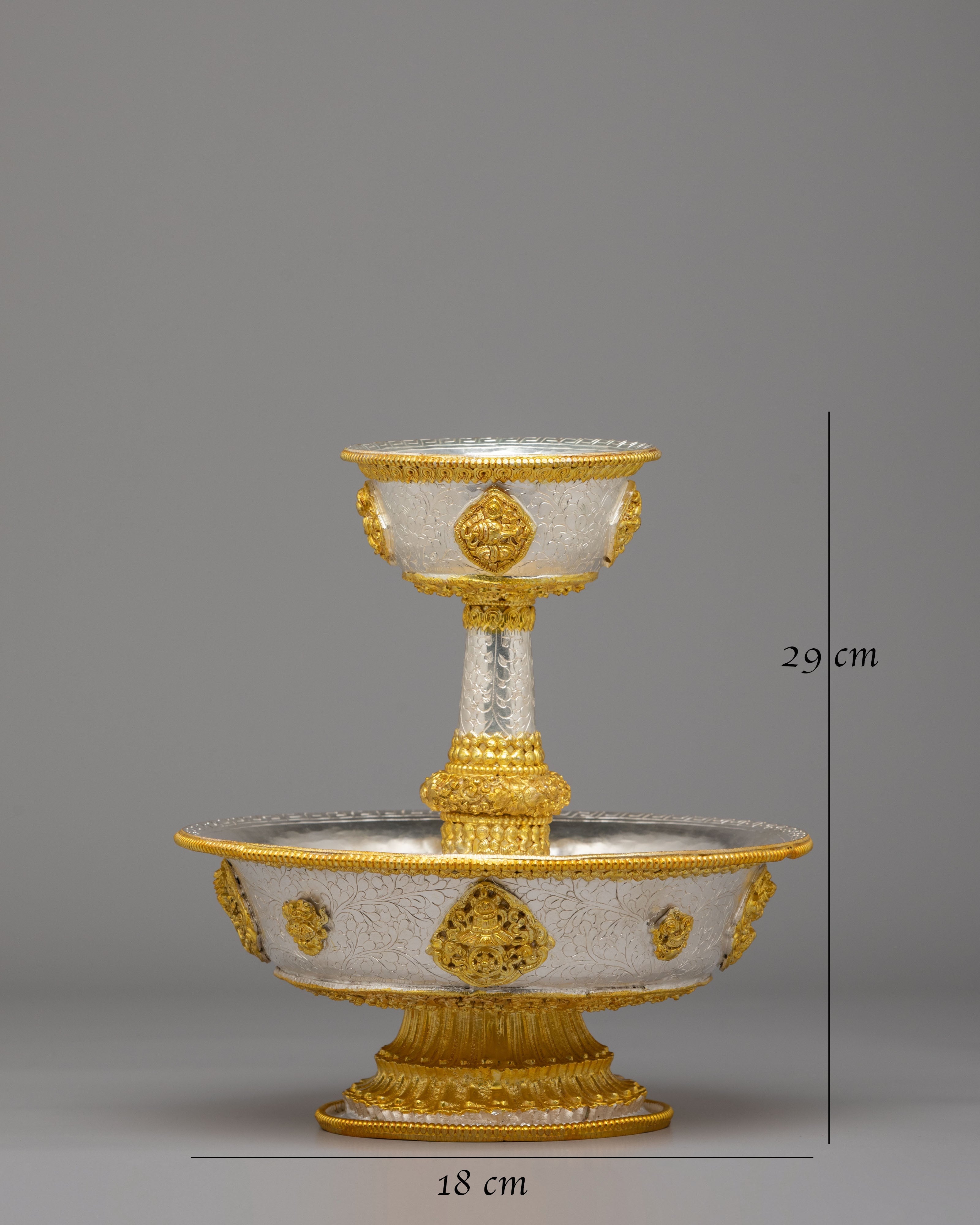 Handmade Serkyem Offering Set | Buddhist Ritual Vessels for Altar and Meditation