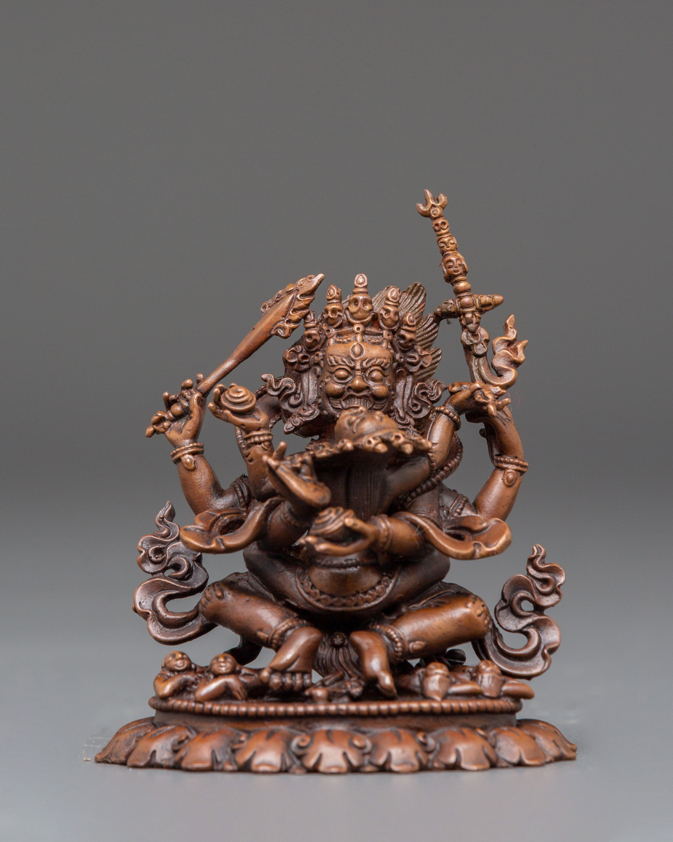 Buddhist Guardian 4 Armed Mahakala | Tibetan Wrathful God Figurine
